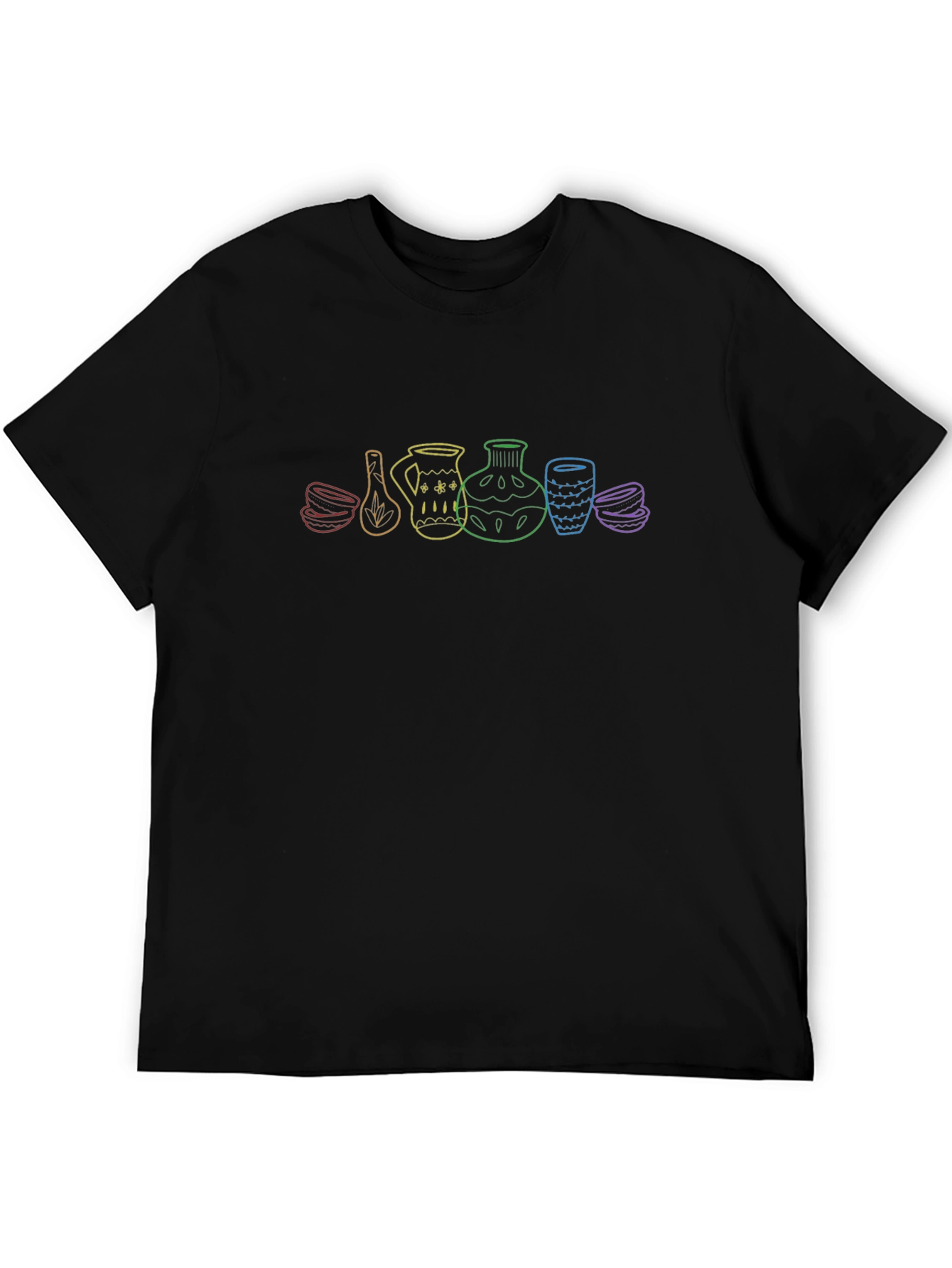Rainbow Pottery Art Black T-Shirt