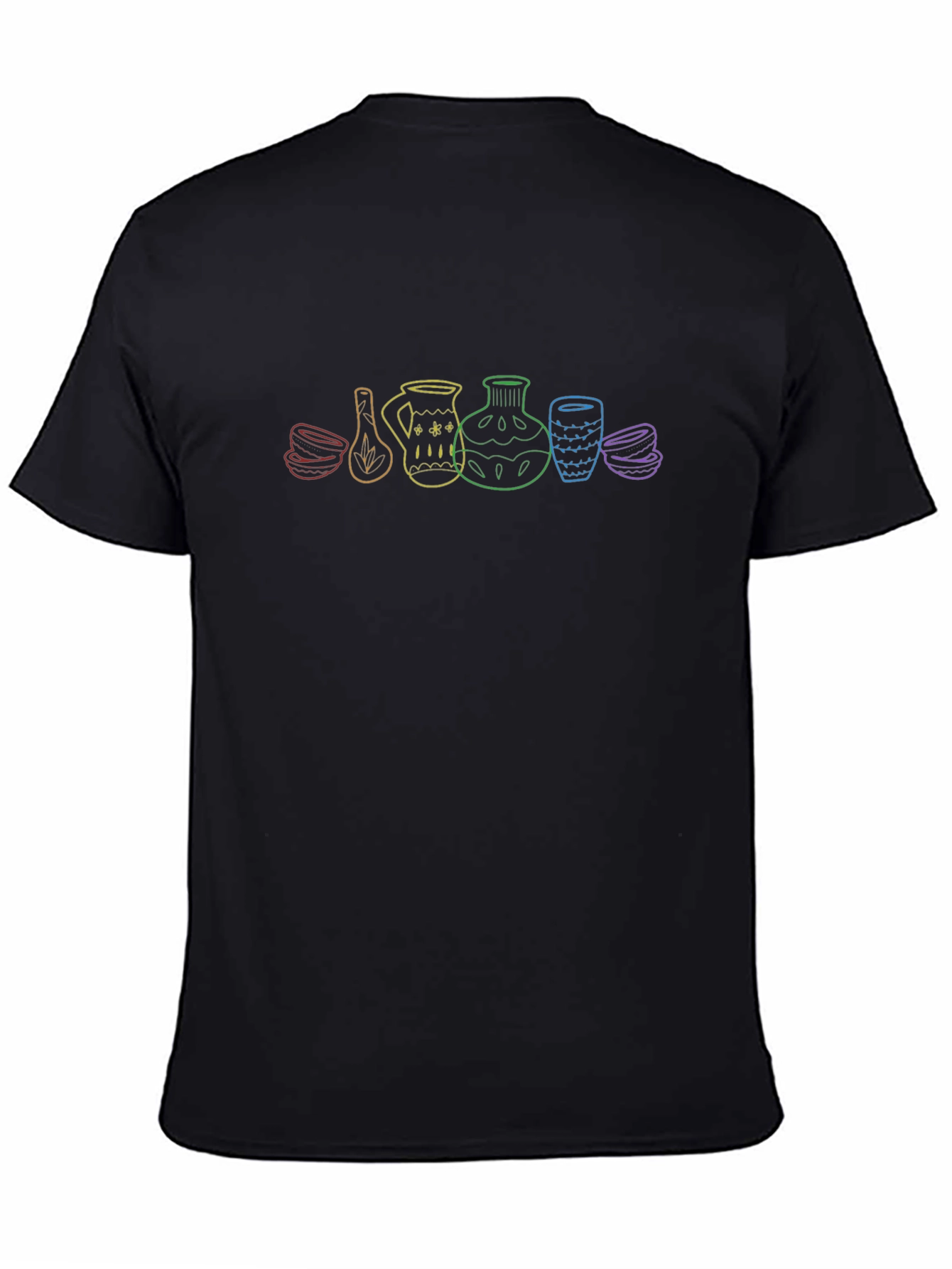 Rainbow Pottery Art Black T-Shirt