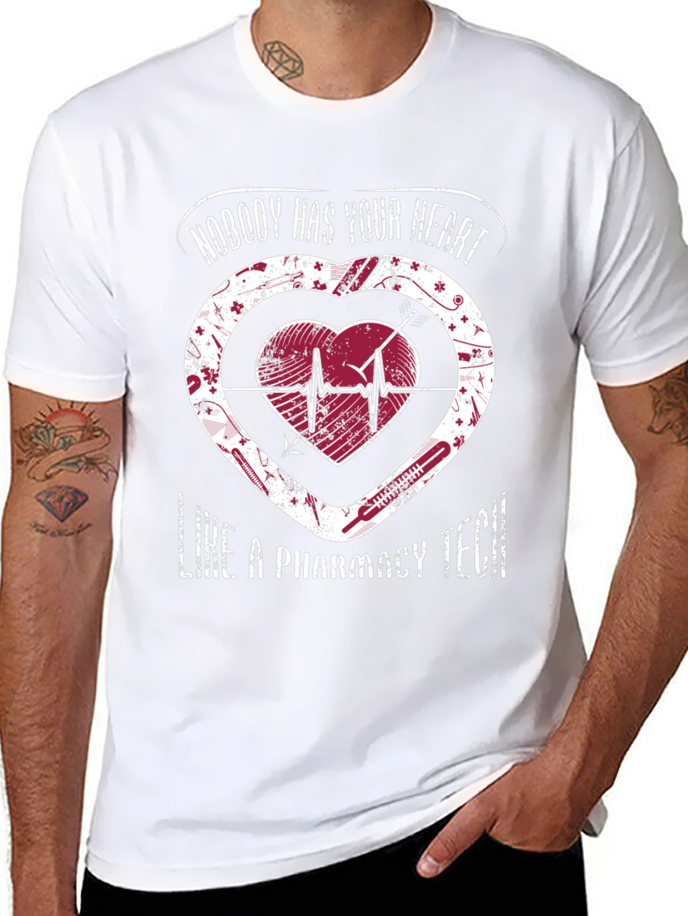 Pharmacy Tech Heart Graphic T-Shirt