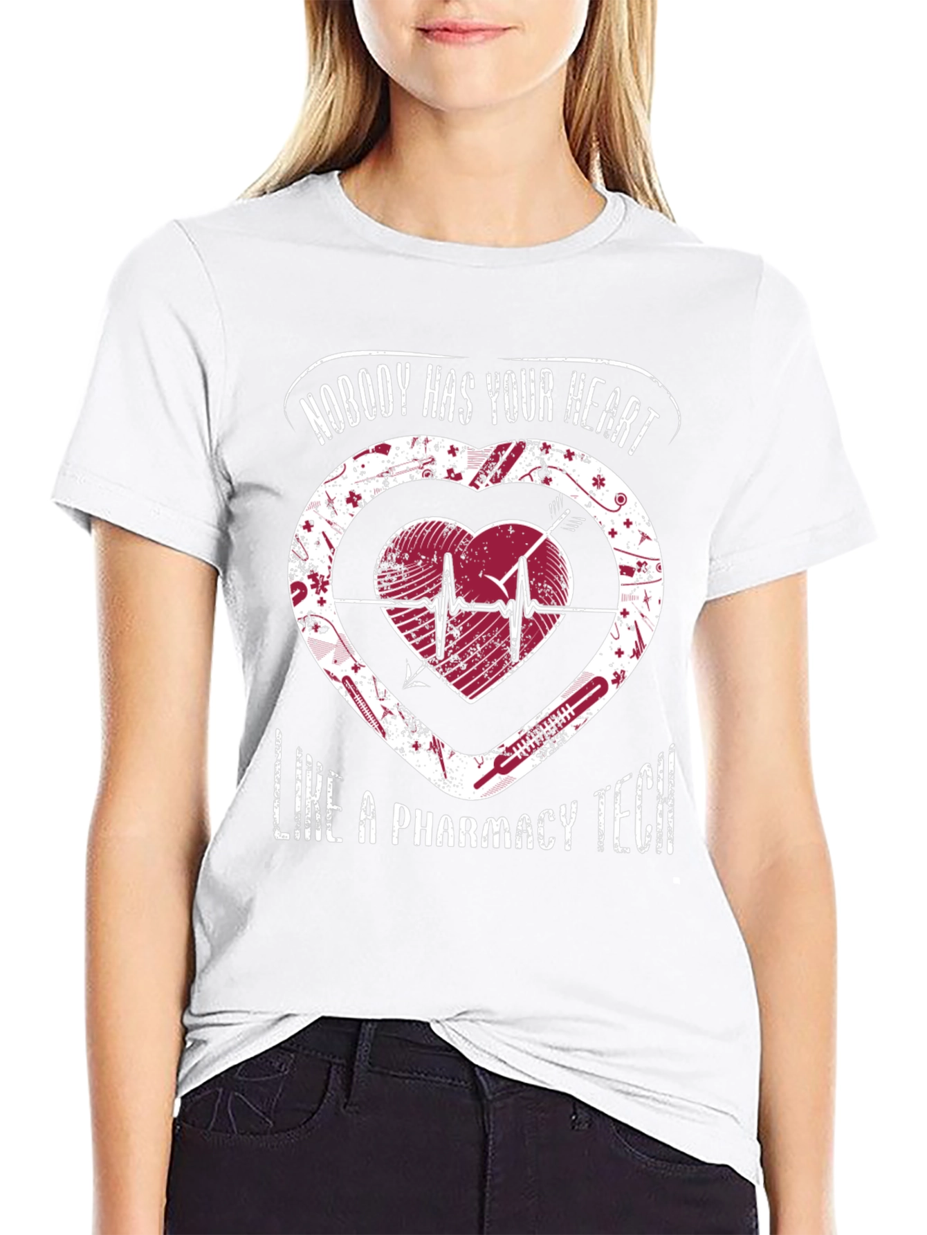 Pharmacy Tech Heart Graphic T-Shirt