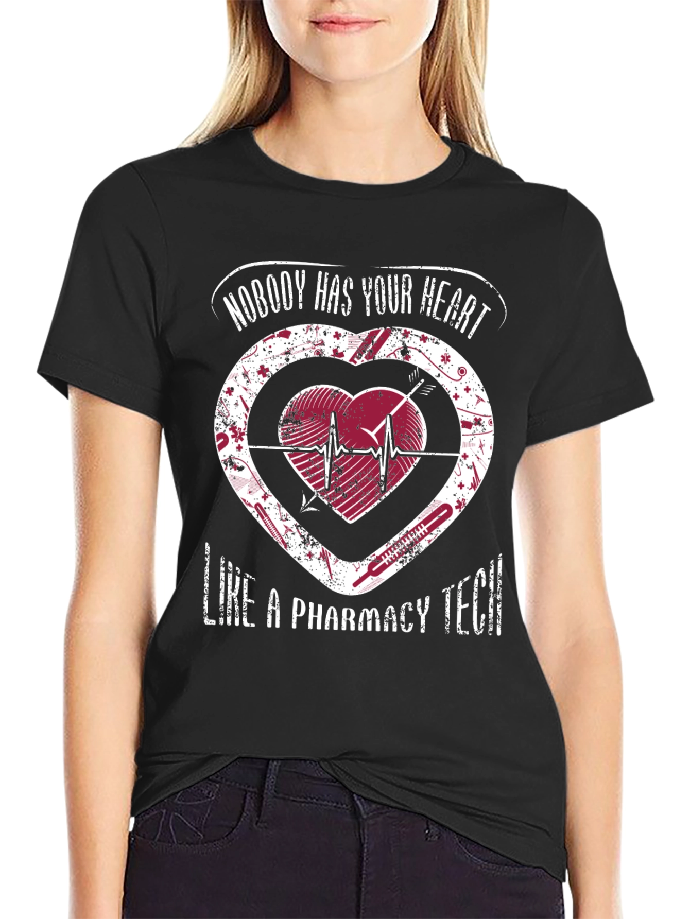 Pharmacy Tech Heart Graphic T-Shirt