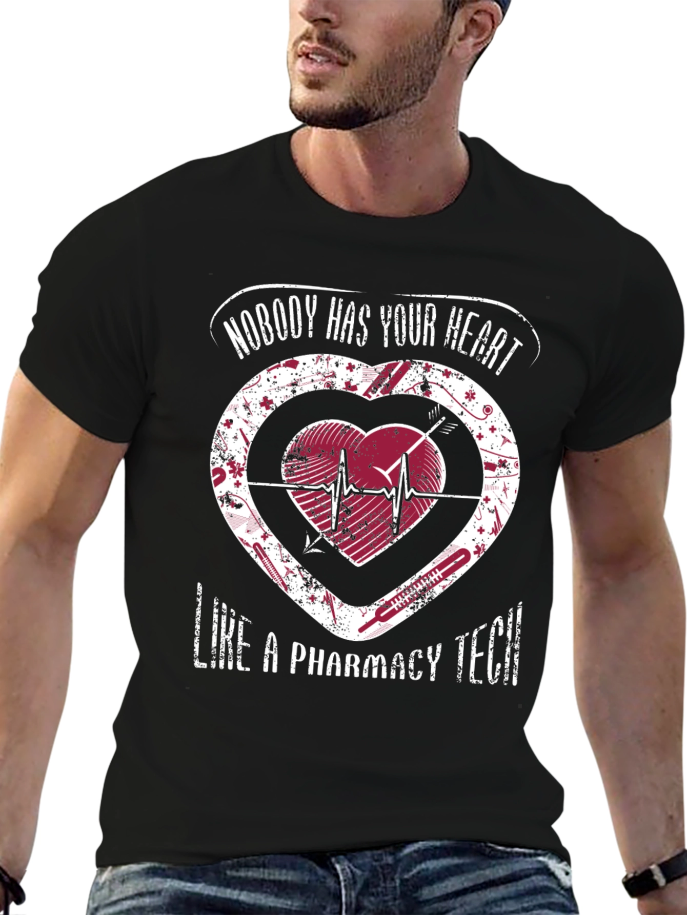 Pharmacy Tech Heart Graphic T-Shirt
