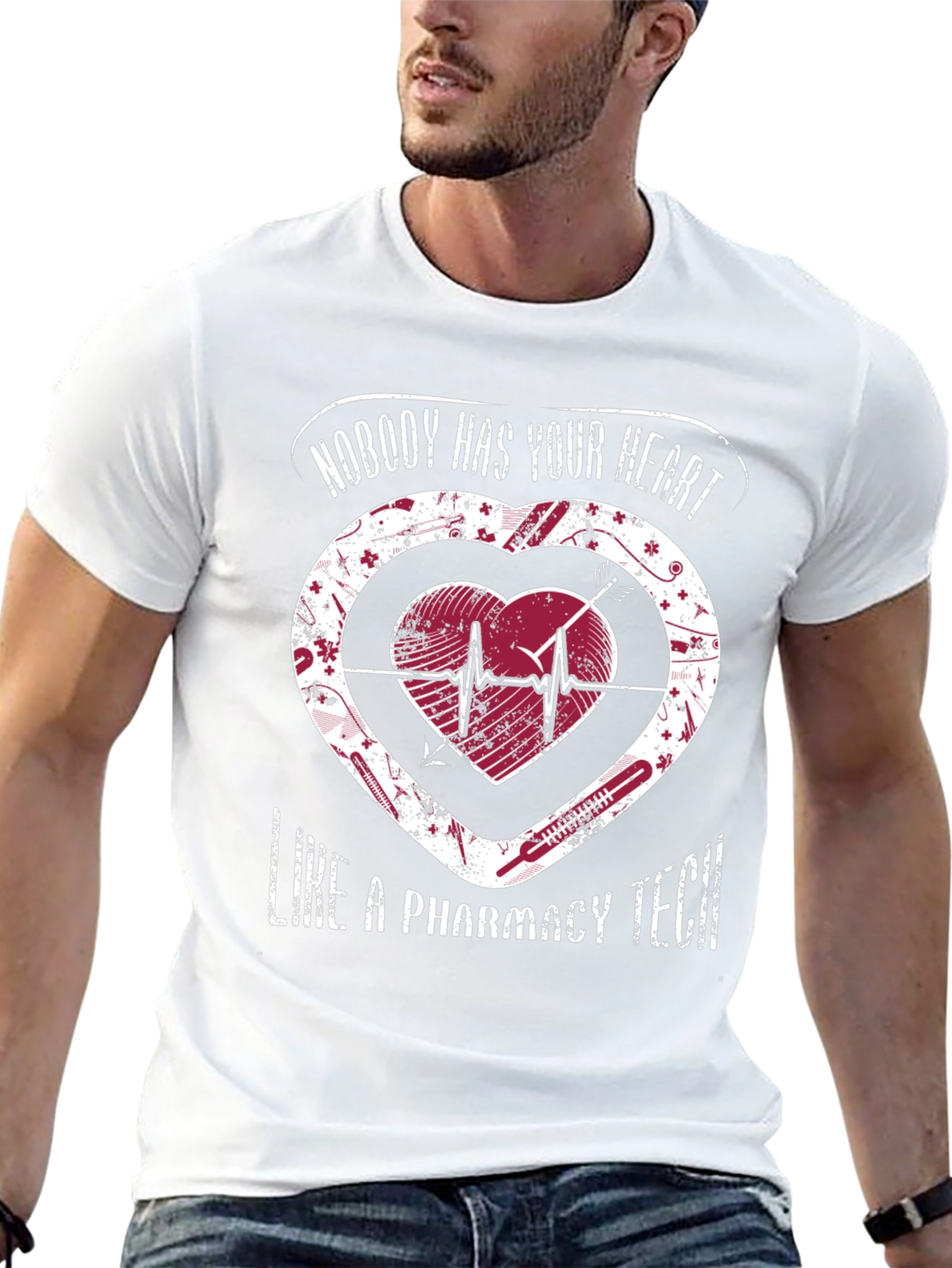 Pharmacy Tech Heart Graphic T-Shirt
