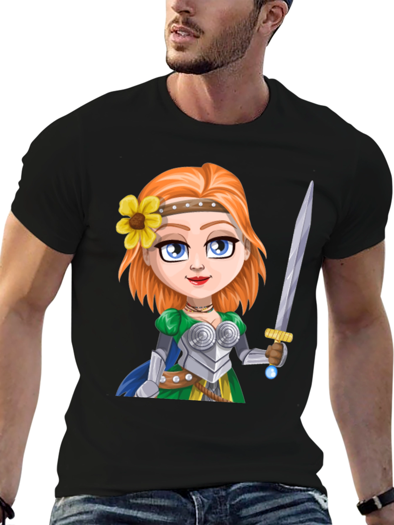 Warrior Princess Cartoon Graphic T-Shirt