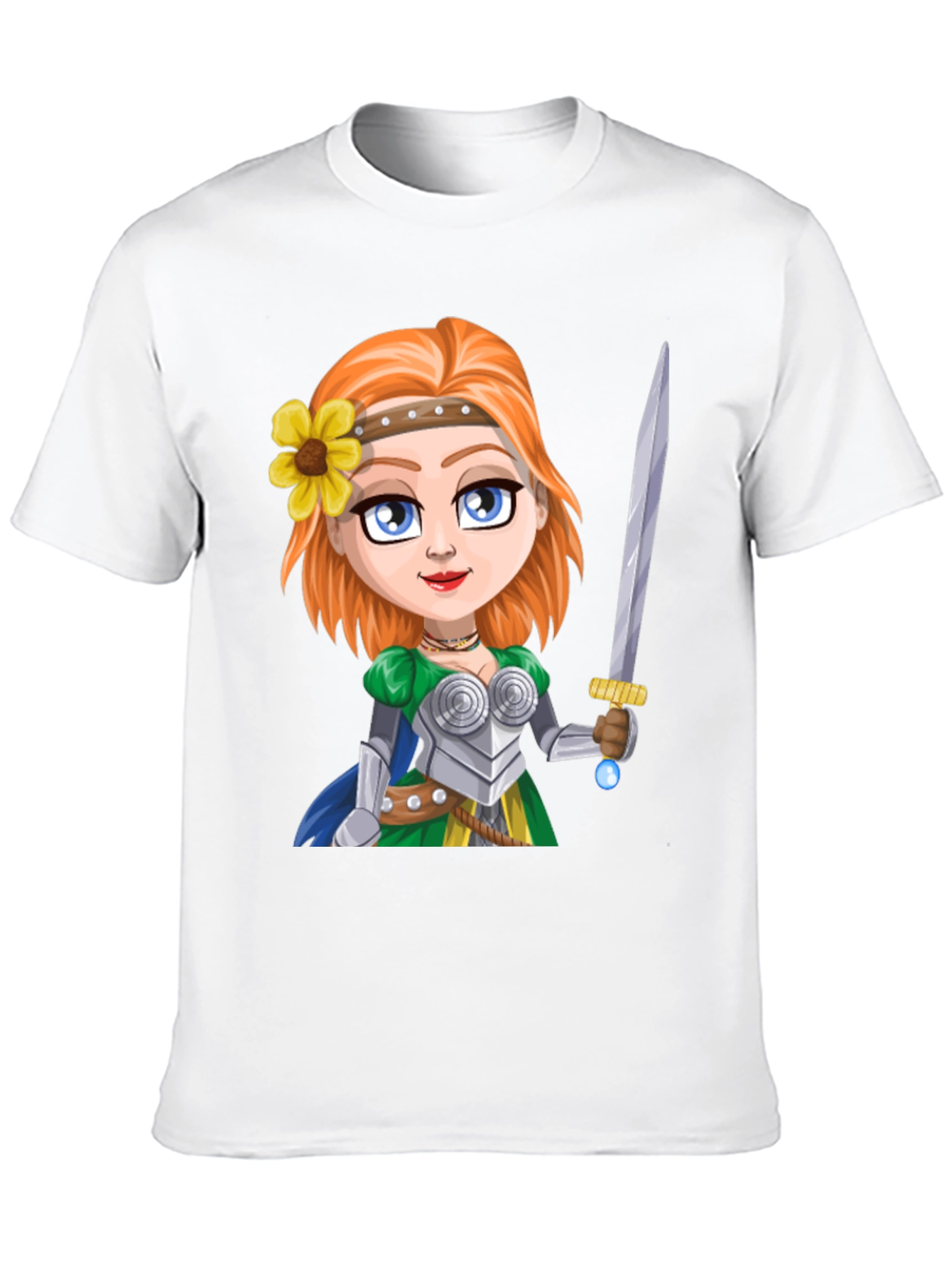Warrior Princess Cartoon Graphic T-Shirt