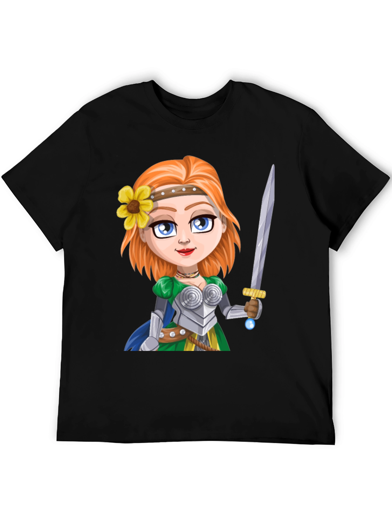 Warrior Princess Cartoon Graphic T-Shirt