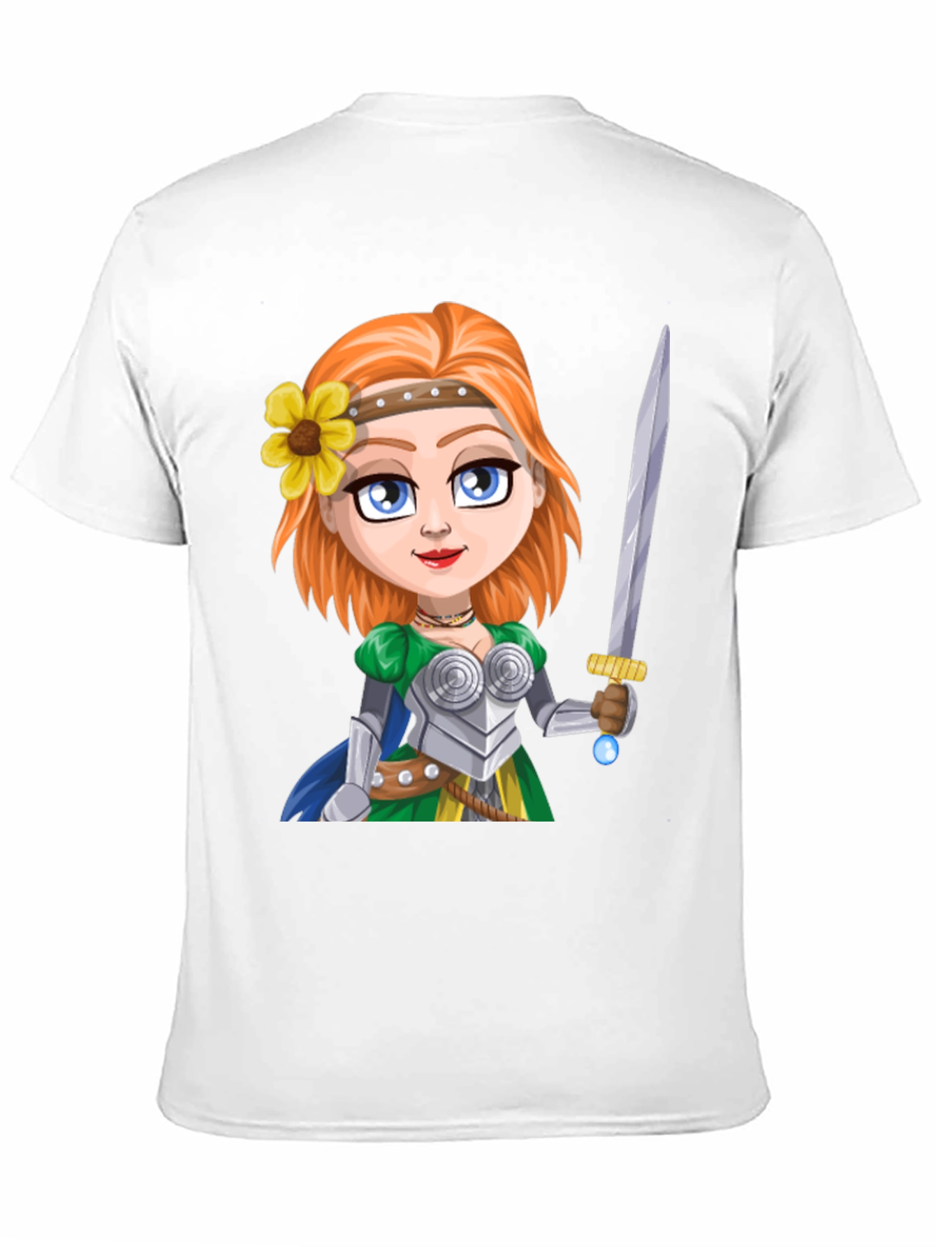 Warrior Princess Cartoon Graphic T-Shirt