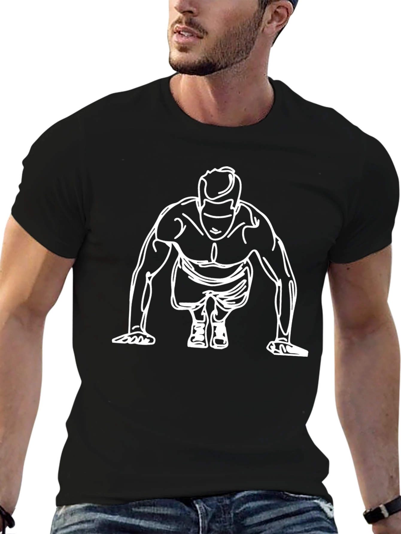 Push-Up Graphic Tee - Mens Black T-Shirt