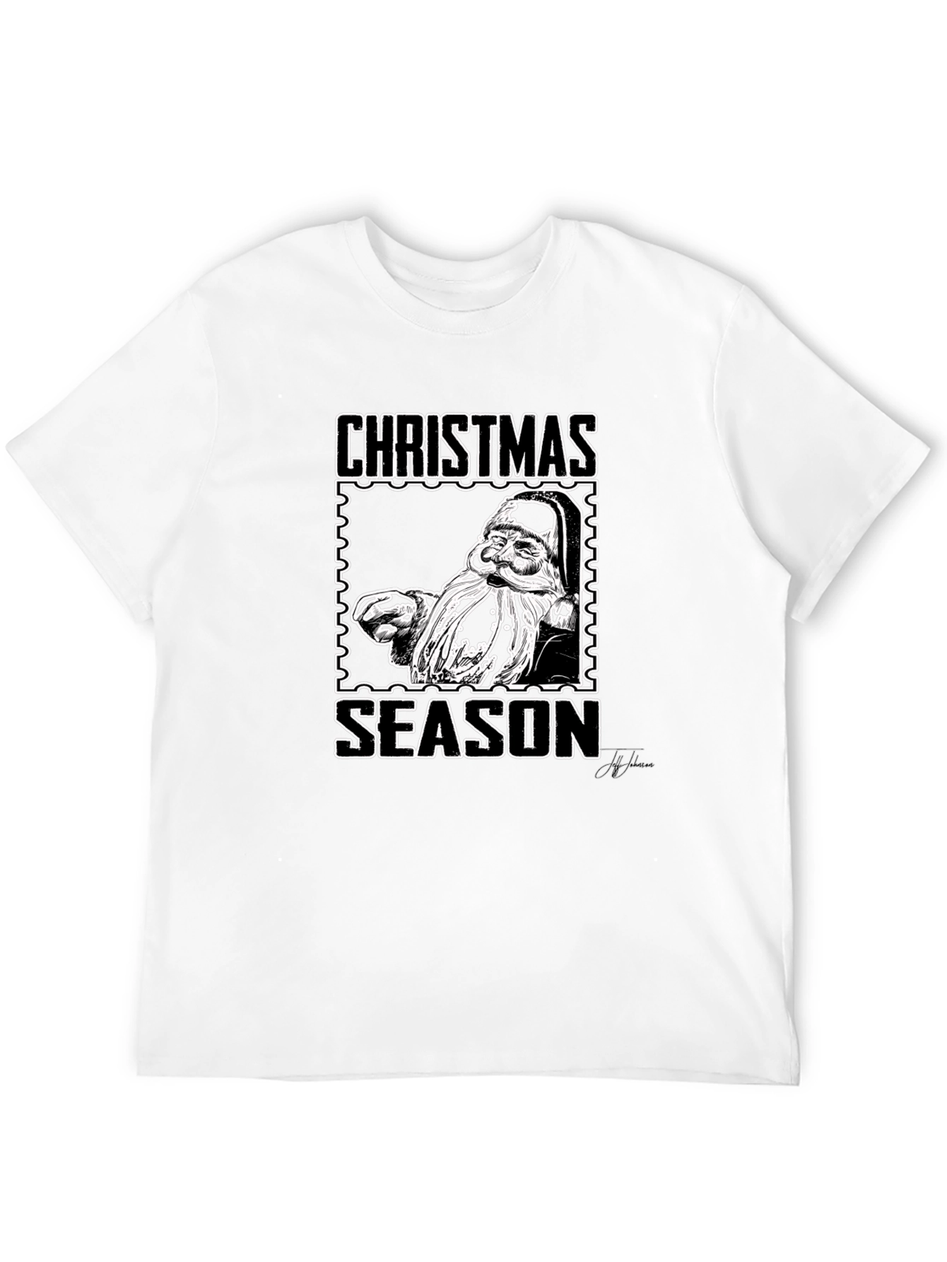 Christmas Season Santa Graphic Black T-Shirt