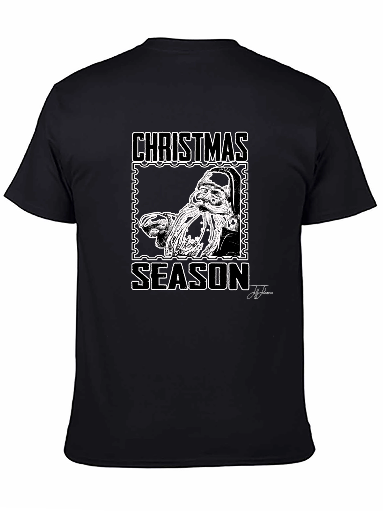 Christmas Season Santa Graphic Black T-Shirt