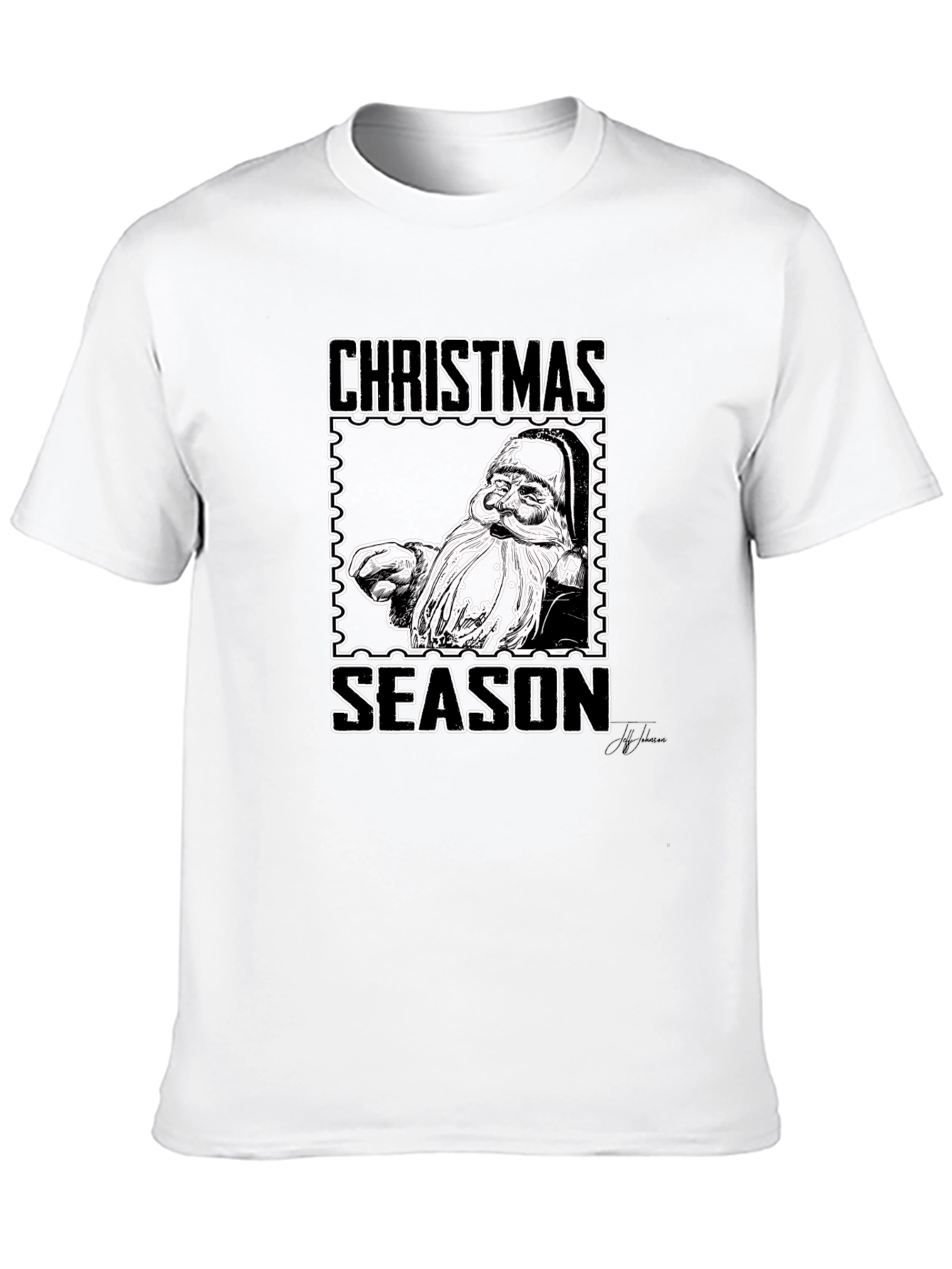 Christmas Season Santa Graphic Black T-Shirt