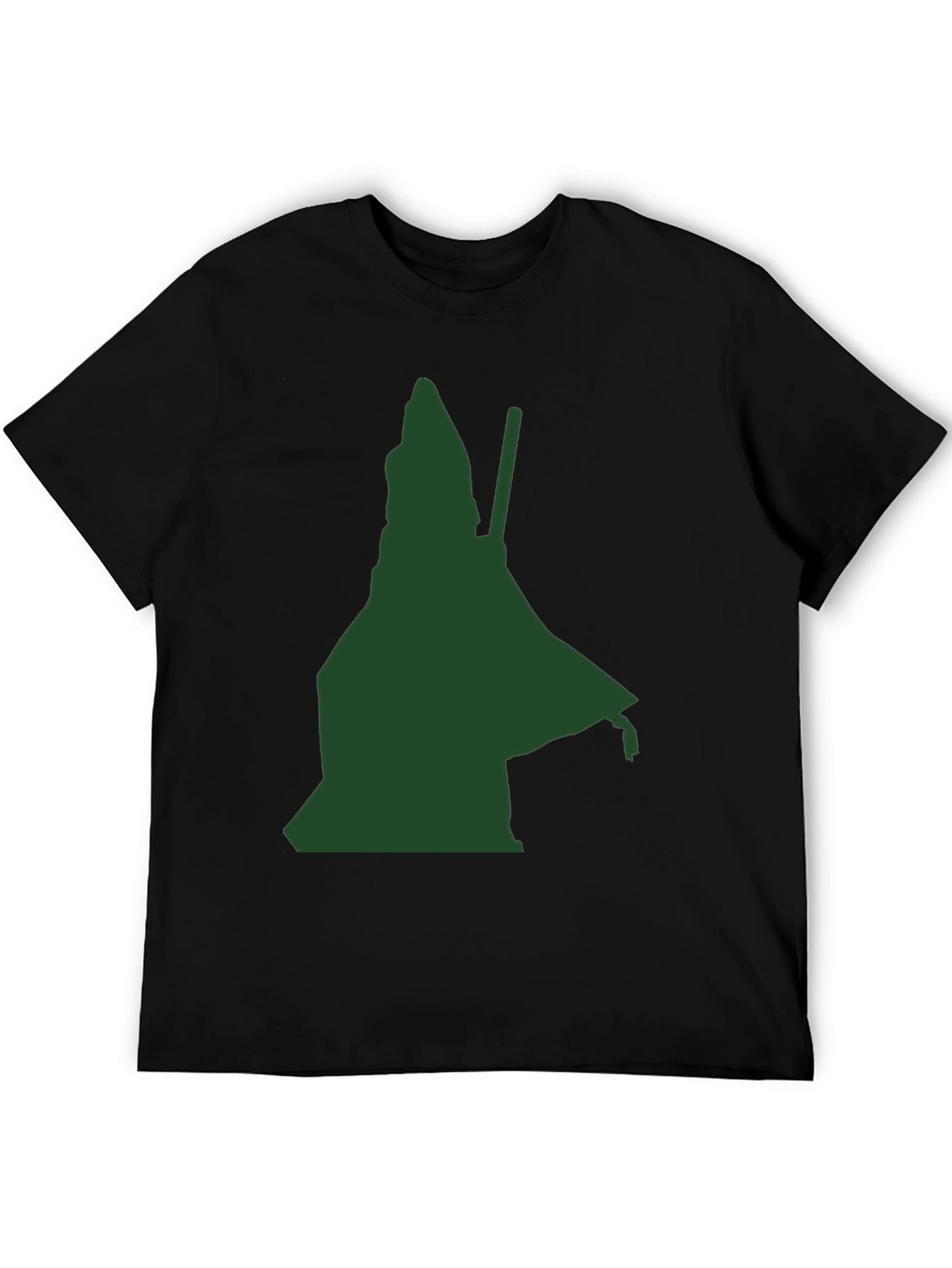 Green Wizard Silhouette Black T-Shirt