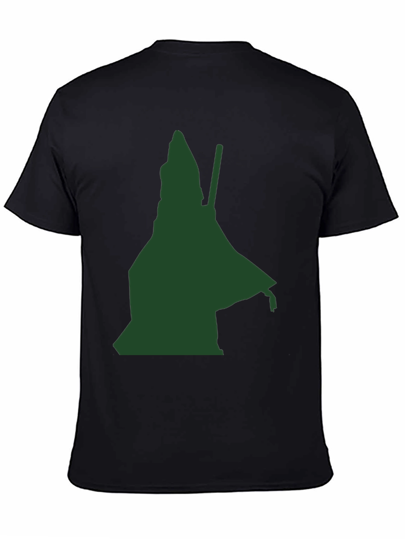 Green Wizard Silhouette Black T-Shirt