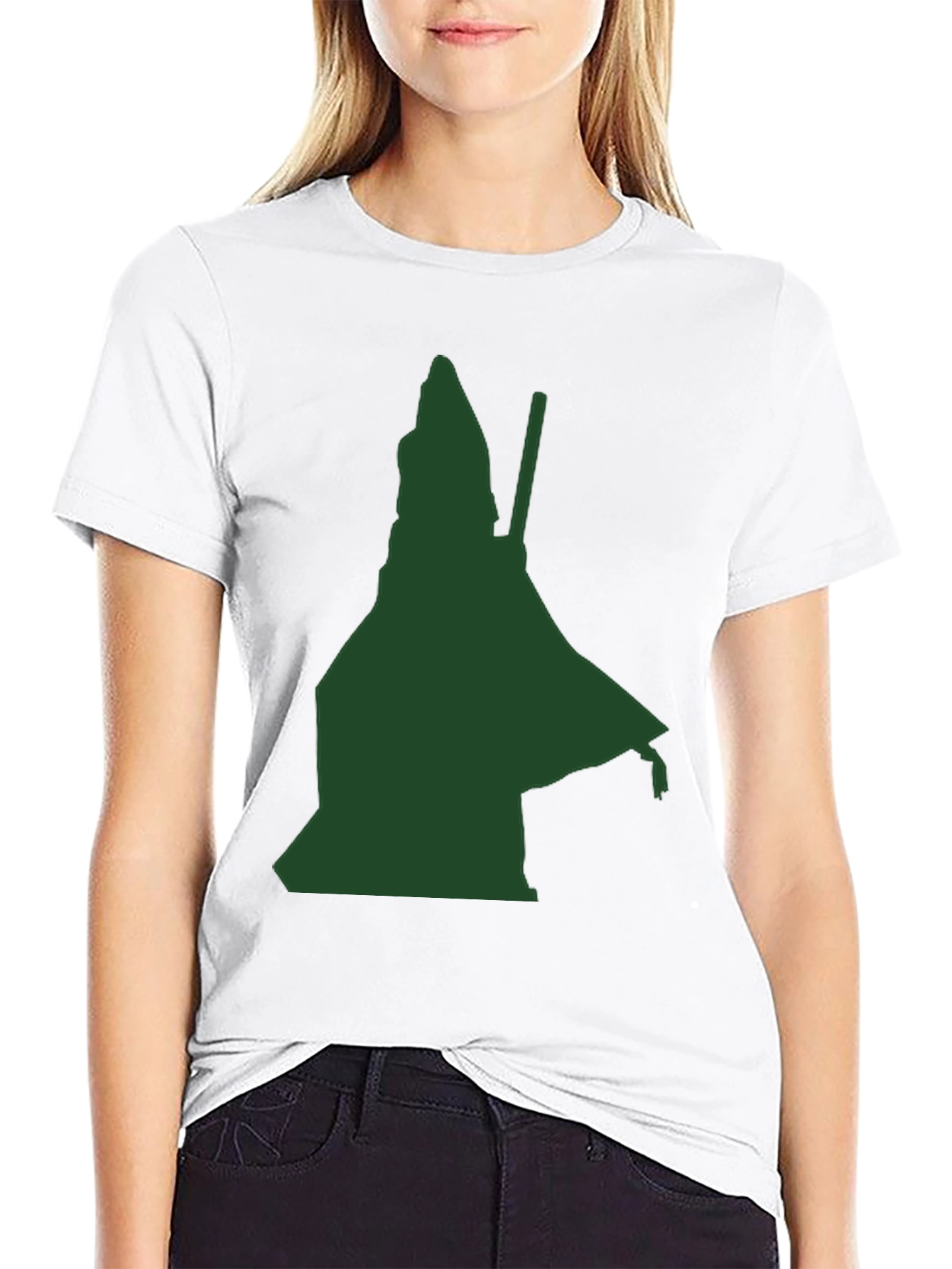 Green Wizard Silhouette Black T-Shirt