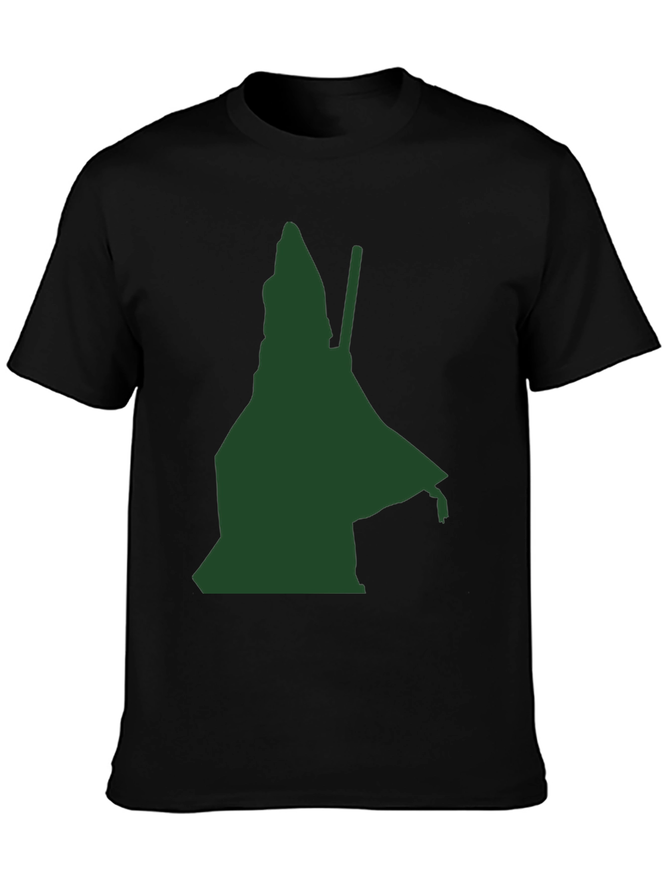 Green Wizard Silhouette Black T-Shirt