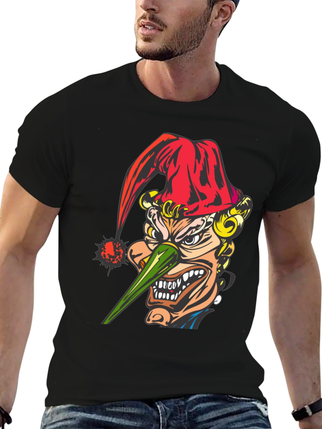 Evil Jester Graphic Tee - Black Cotton T-Shirt