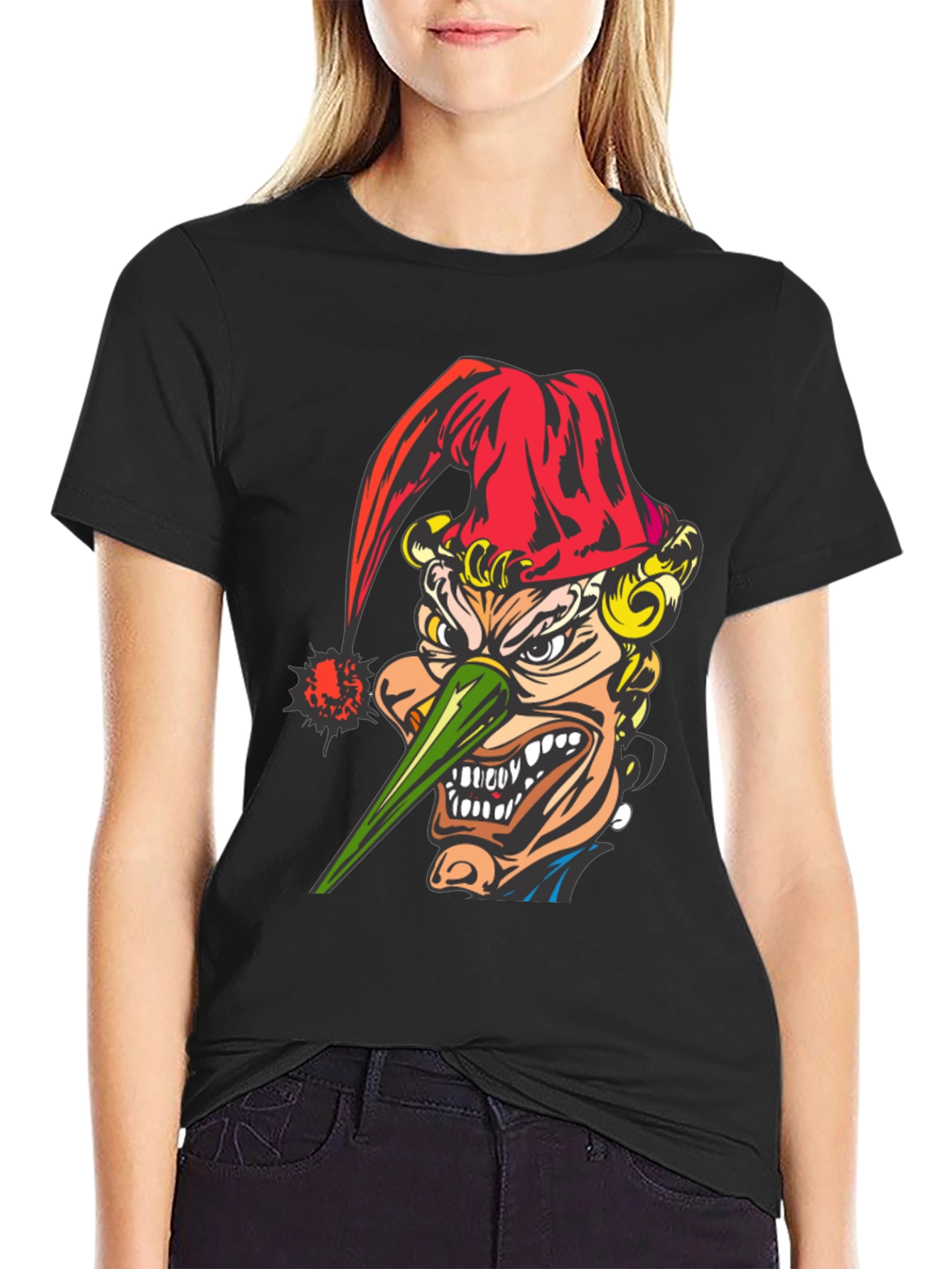 Evil Jester Graphic Tee - Black Cotton T-Shirt