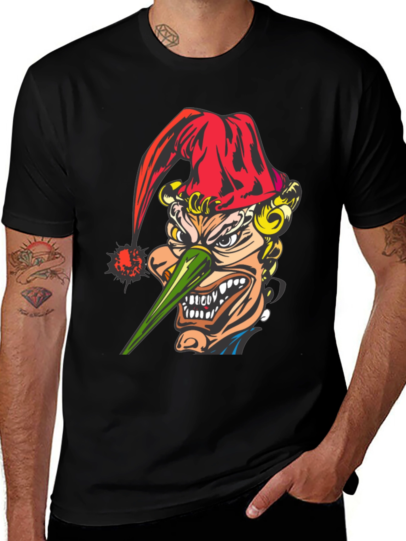 Evil Jester Graphic Tee - Black Cotton T-Shirt