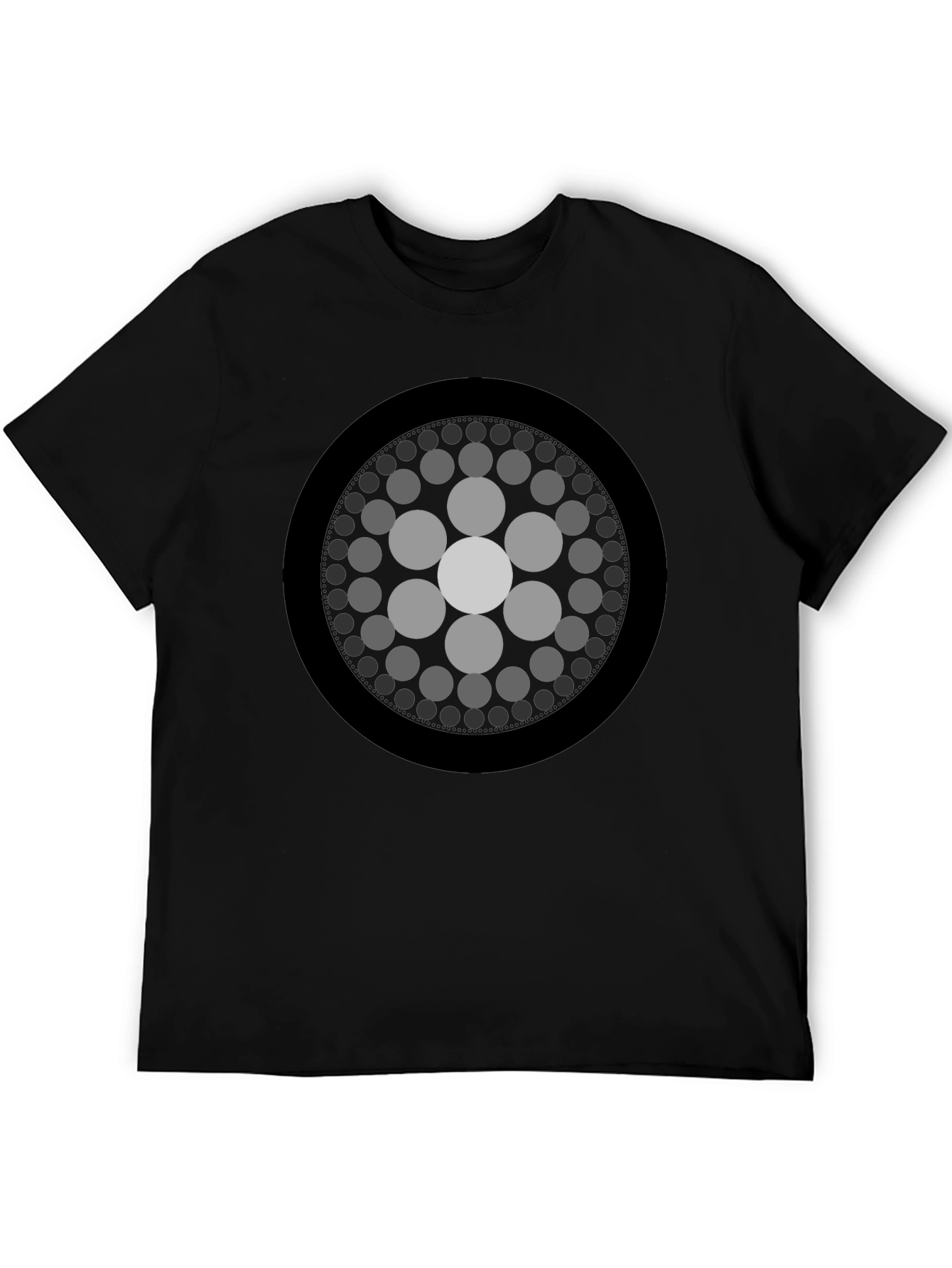 Geometric Circle Graphic Print Black T-Shirt
