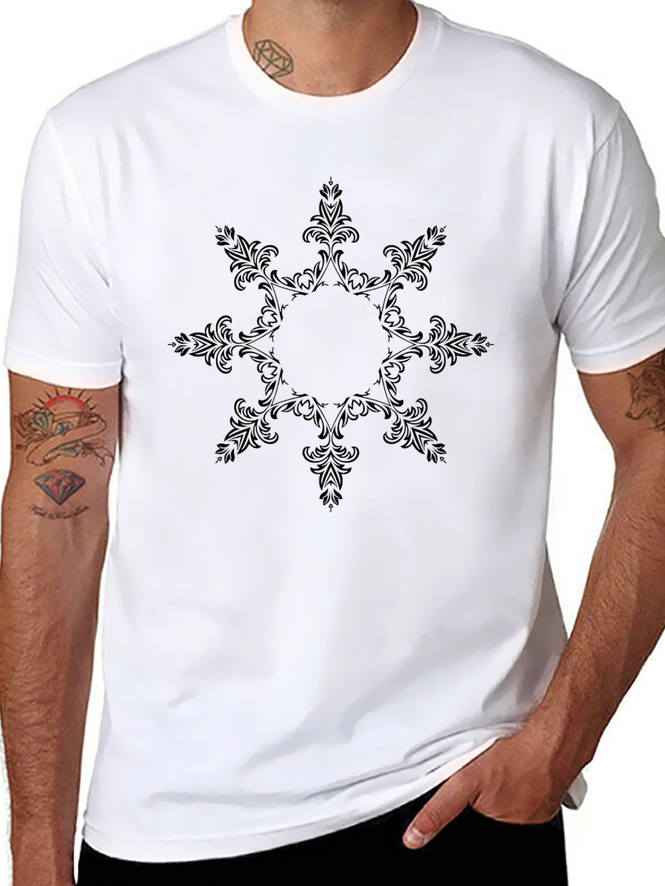 Elegant Black Floral Medallion Tee