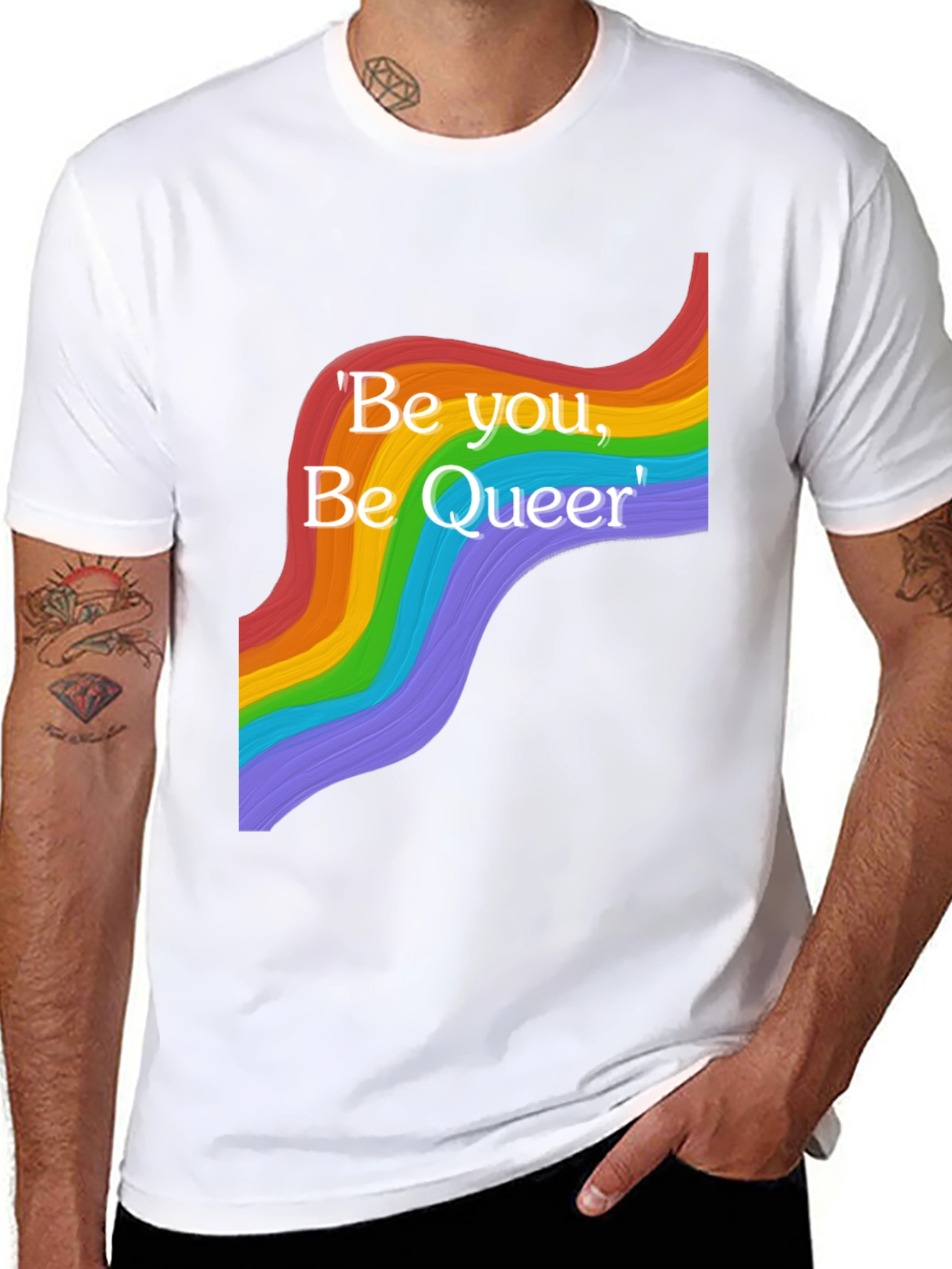 Be You Be Queer T-Shirt - Pride Rainbow Design