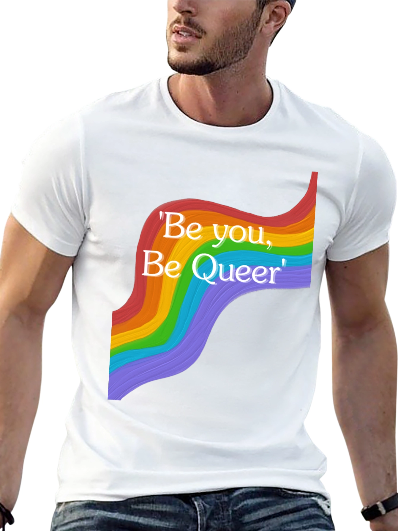 Be You Be Queer T-Shirt - Pride Rainbow Design