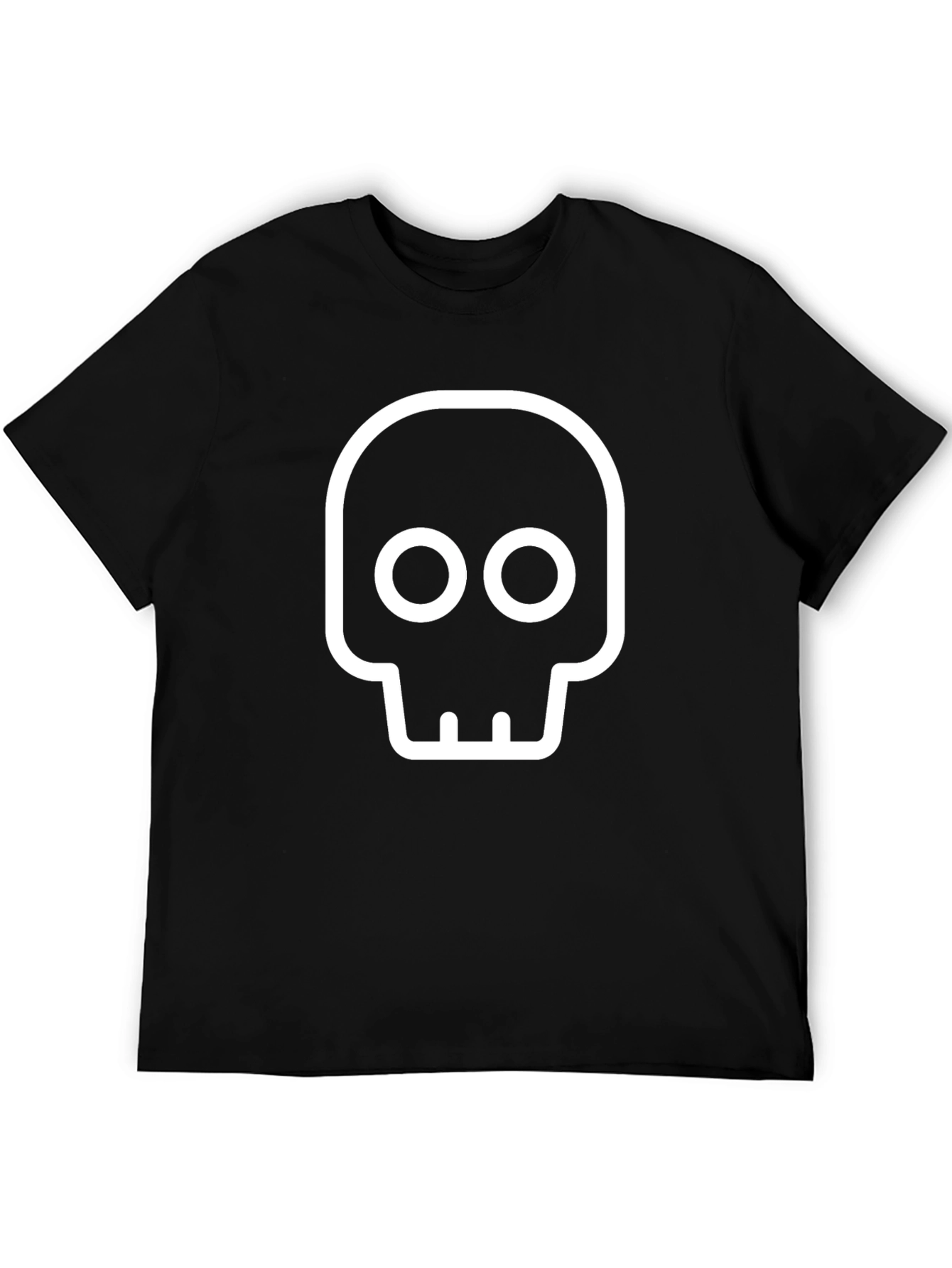 Modern Skull Graphic T-Shirt - Black Cotton Blend