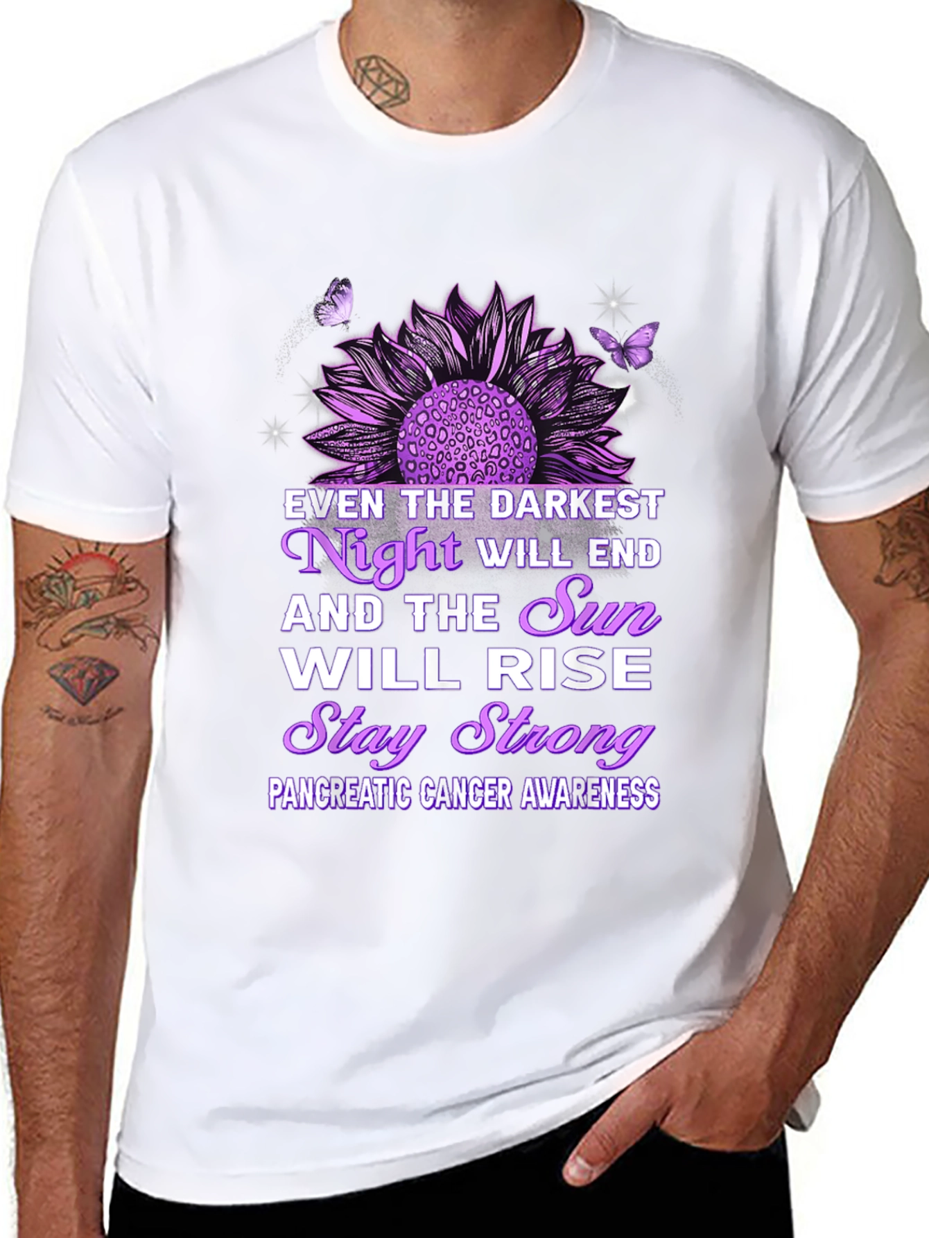 Pancreatic Cancer Awareness T-Shirt Sunflower Design