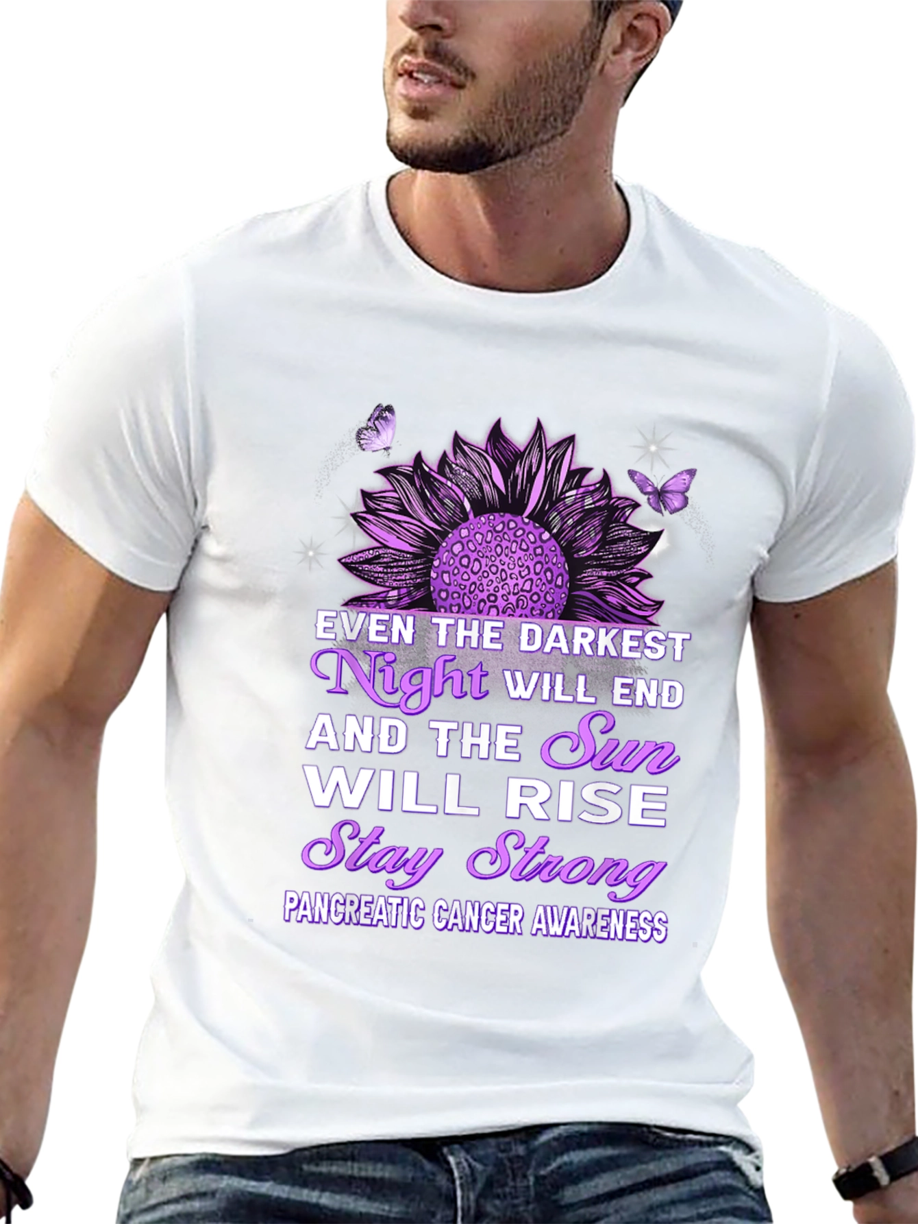 Pancreatic Cancer Awareness T-Shirt Sunflower Design