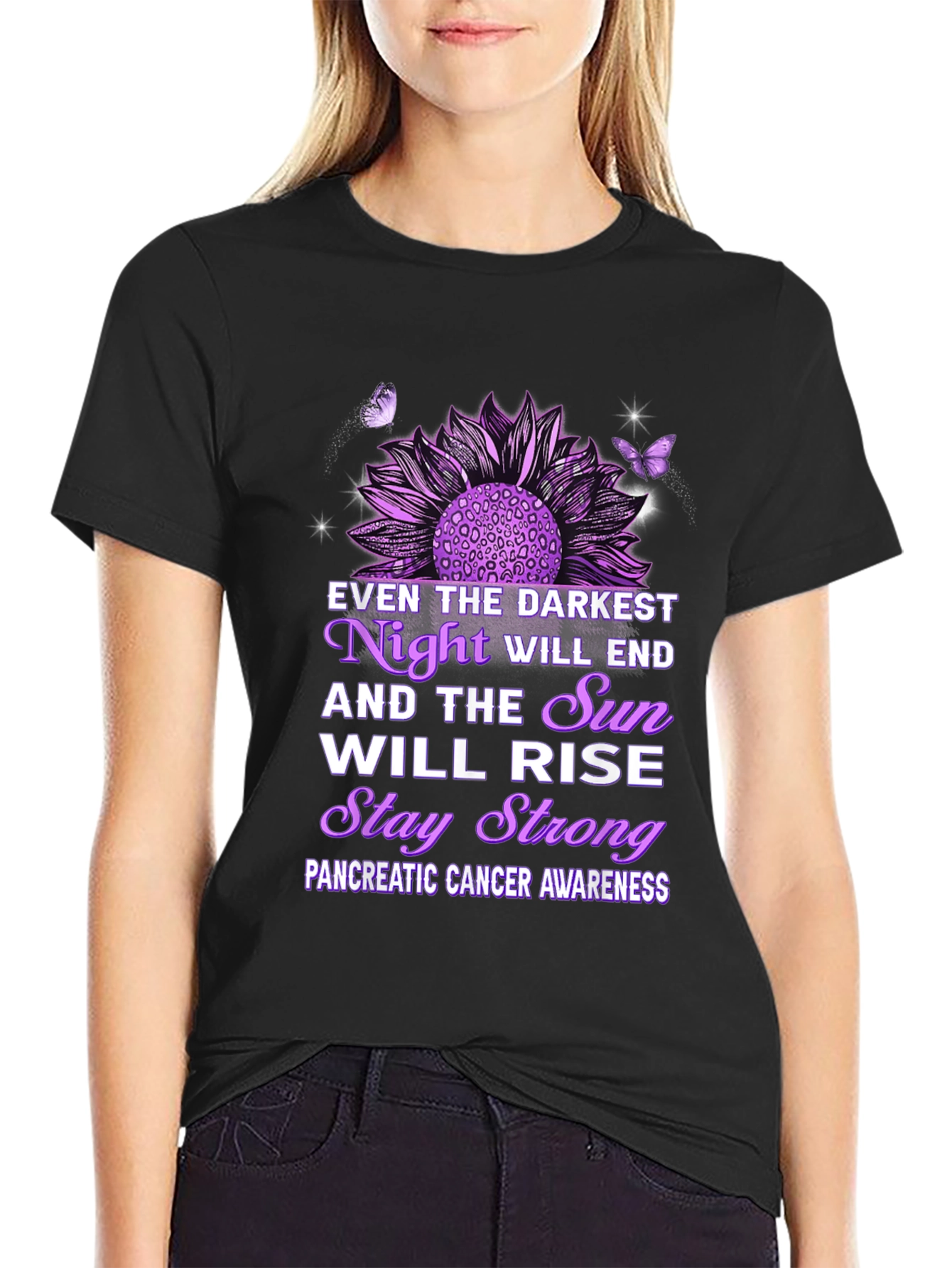 Pancreatic Cancer Awareness T-Shirt Sunflower Design
