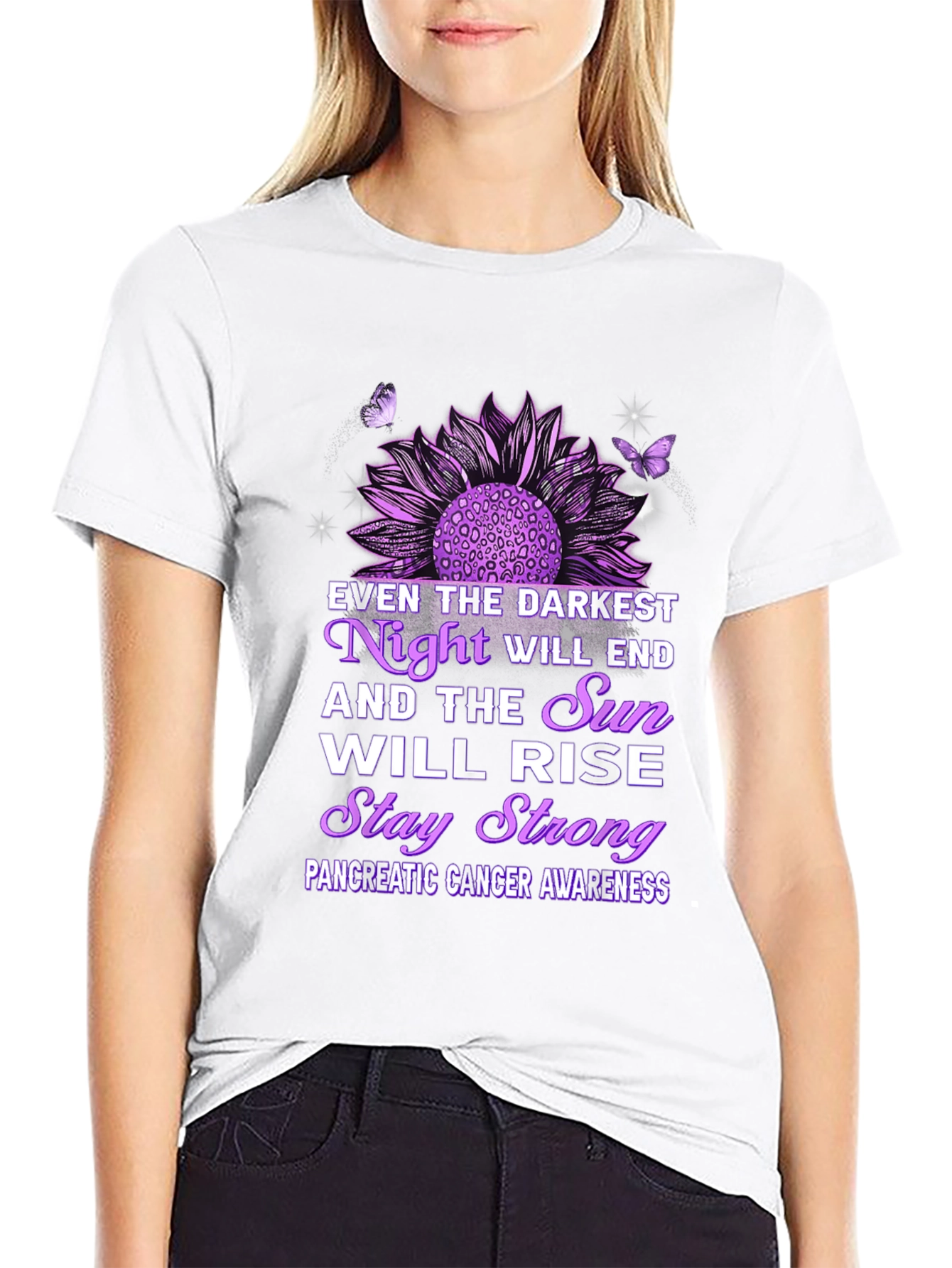Pancreatic Cancer Awareness T-Shirt Sunflower Design