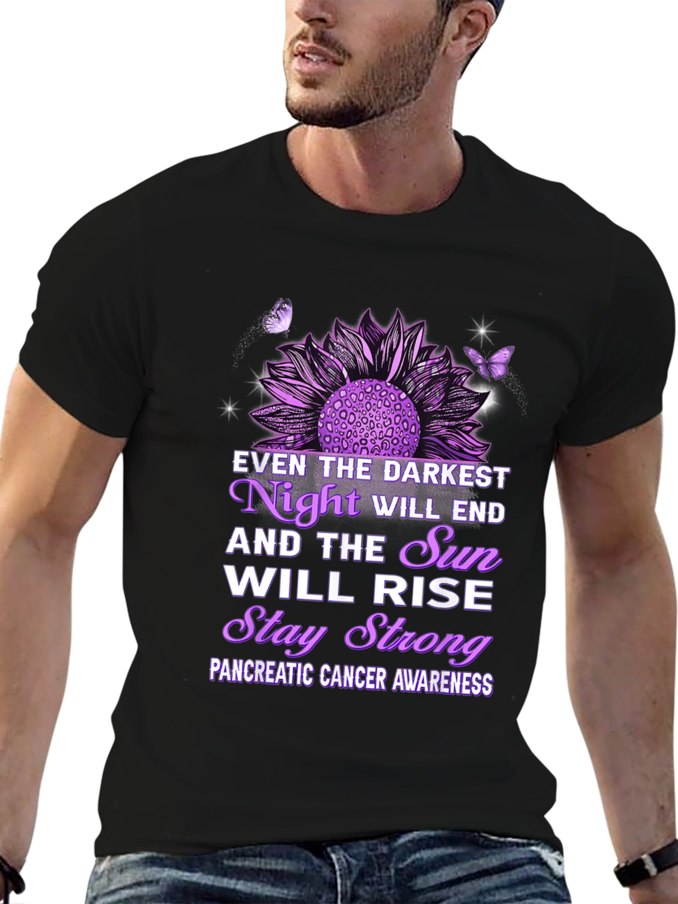 Pancreatic Cancer Awareness T-Shirt Sunflower Design