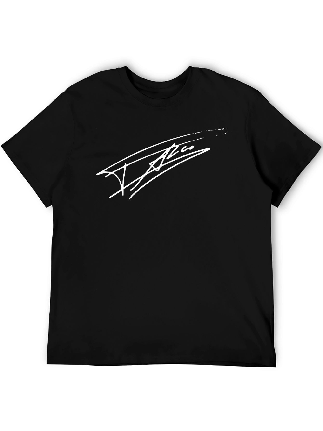 Mens Black T-Shirt with White Signature Graphic