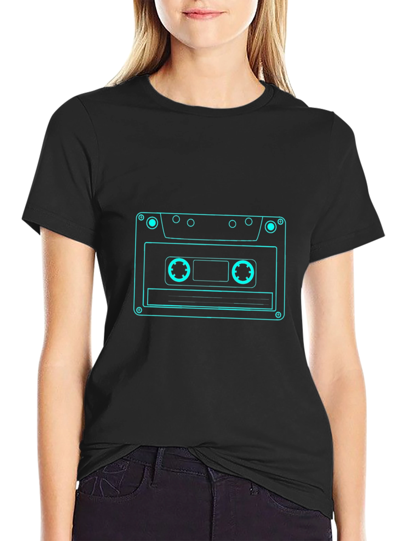 Retro Cassette Tape Graphic Tee - Black