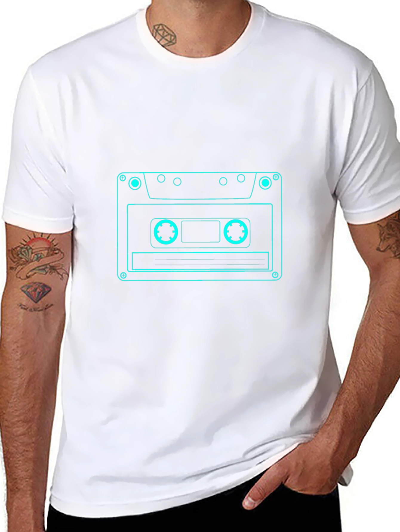 Retro Cassette Tape Graphic Tee - Black
