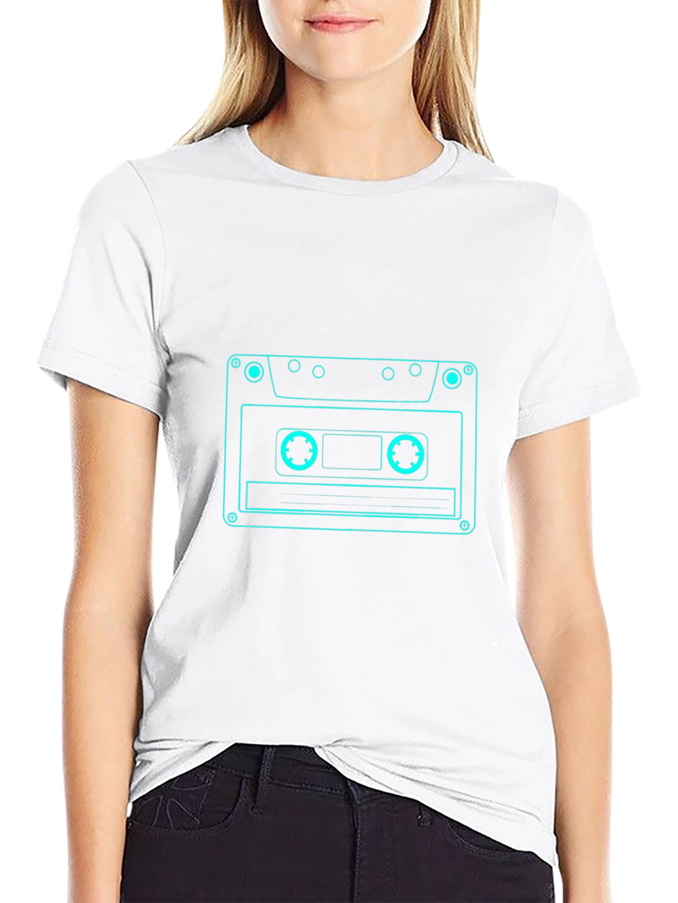 Retro Cassette Tape Graphic Tee - Black