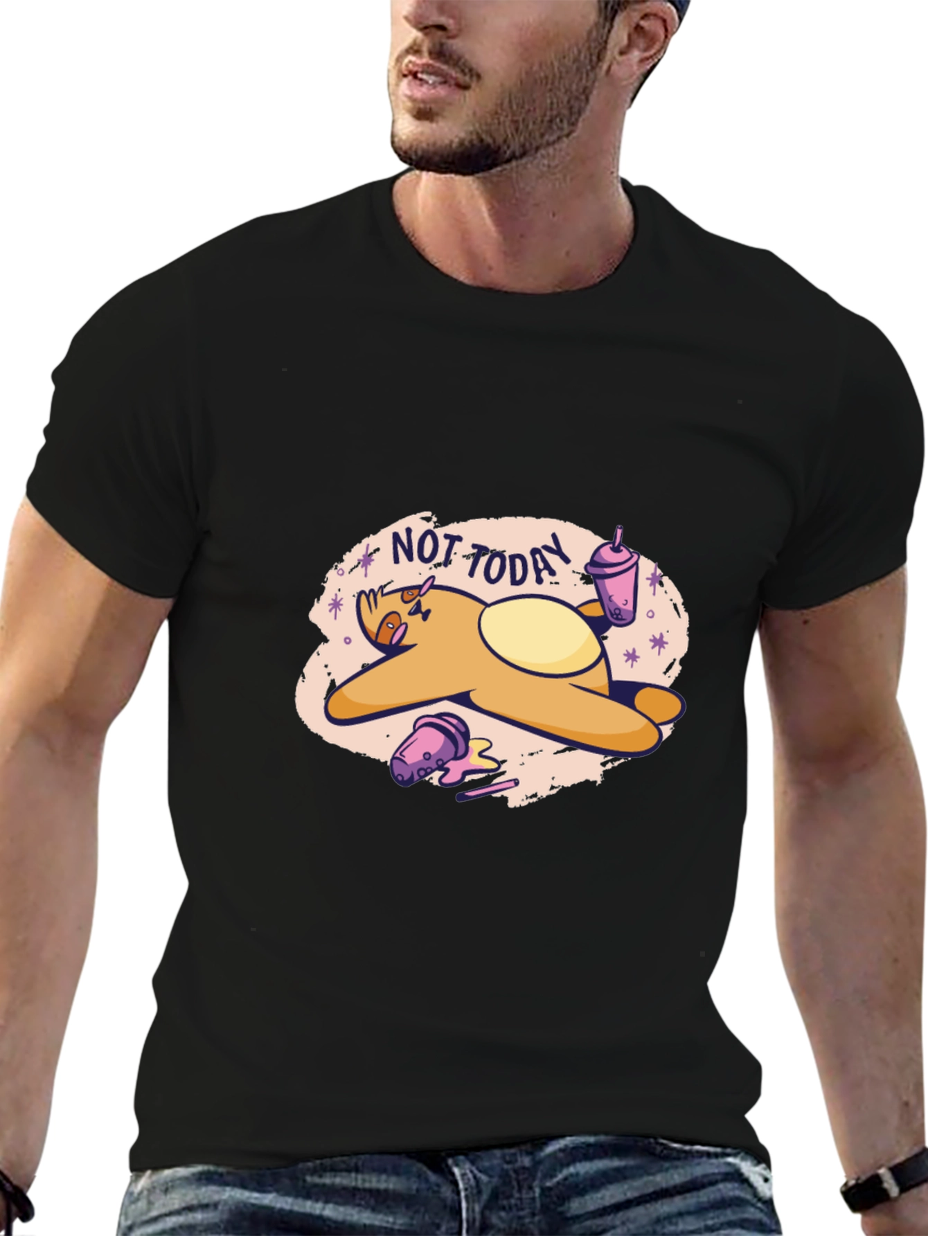 Lazy Sloth Graphic T-Shirt - Not Today Relaxed Fit