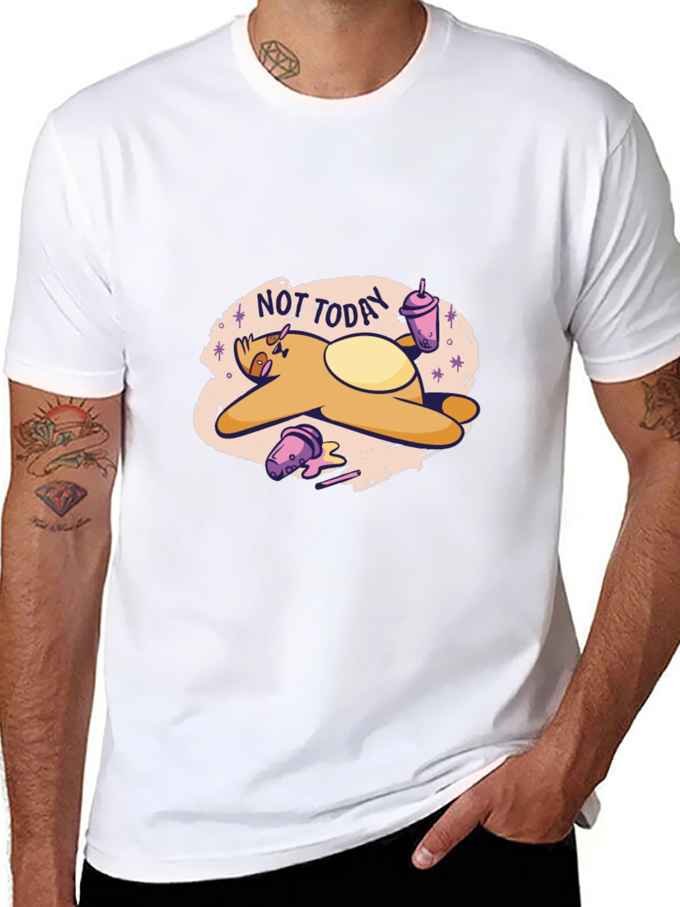 Lazy Sloth Graphic T-Shirt - Not Today Relaxed Fit