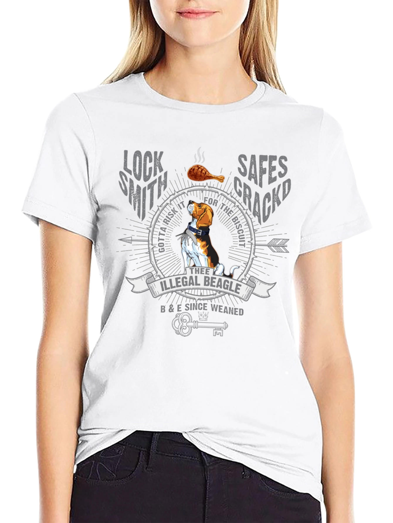 Illegal Beagle T-Shirt: Locksmith Safe Cracker Design