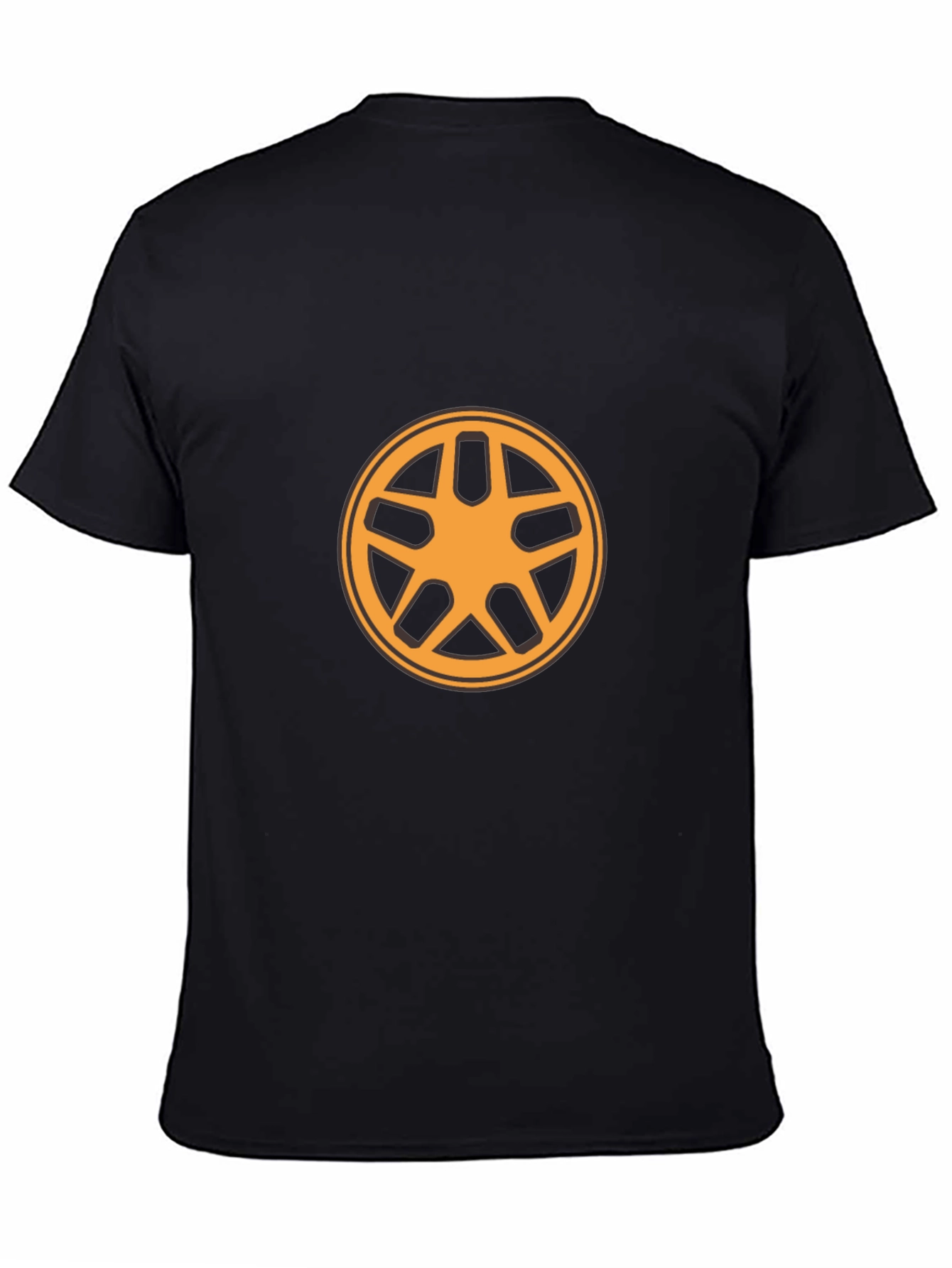 Black T-Shirt with Orange Circular Design