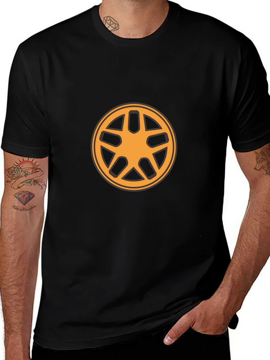 Black T-Shirt with Orange Circular Design