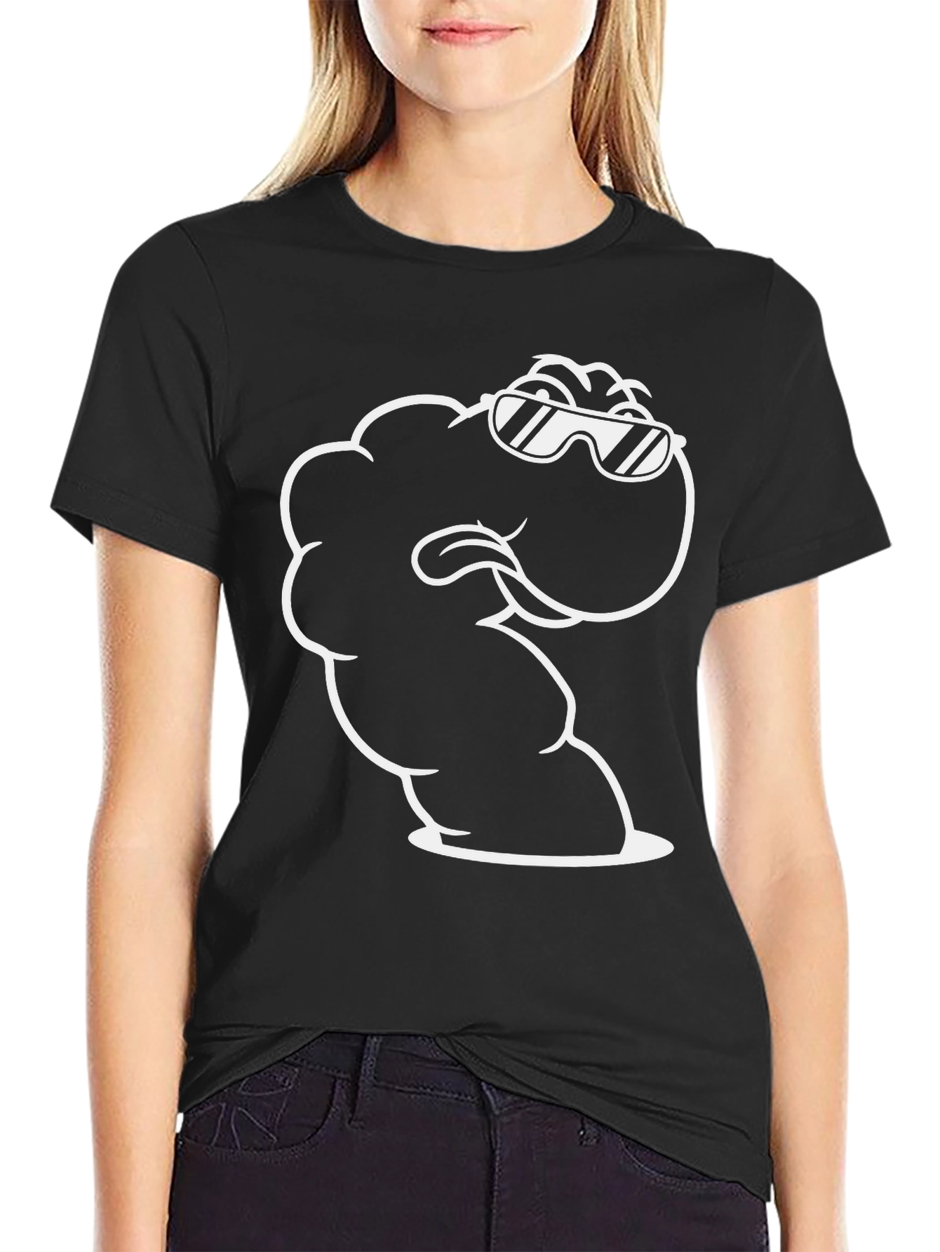 Cool Cartoon Cloud Graphic Tee - Black T-Shirt