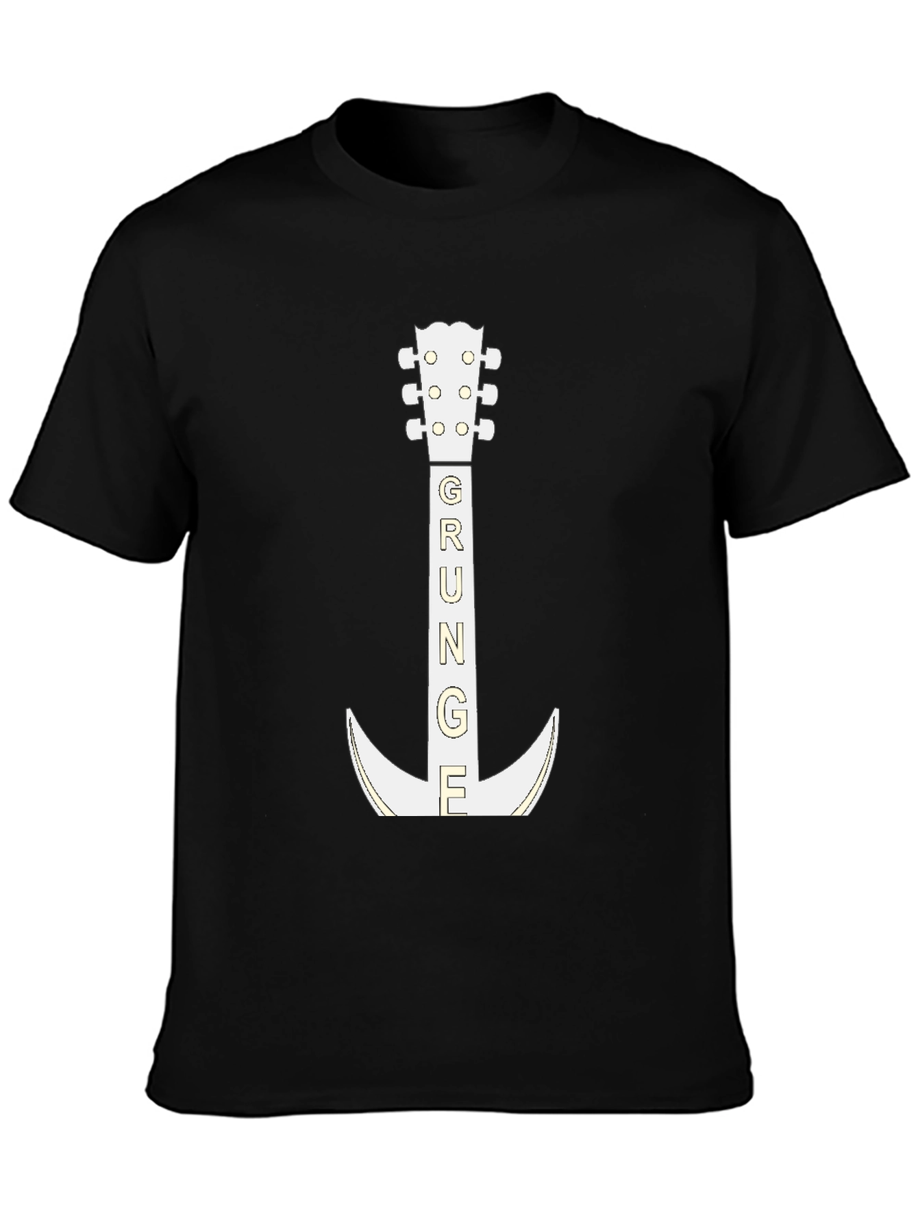 Grunge Guitar T-Shirt - Black Cotton Tee
