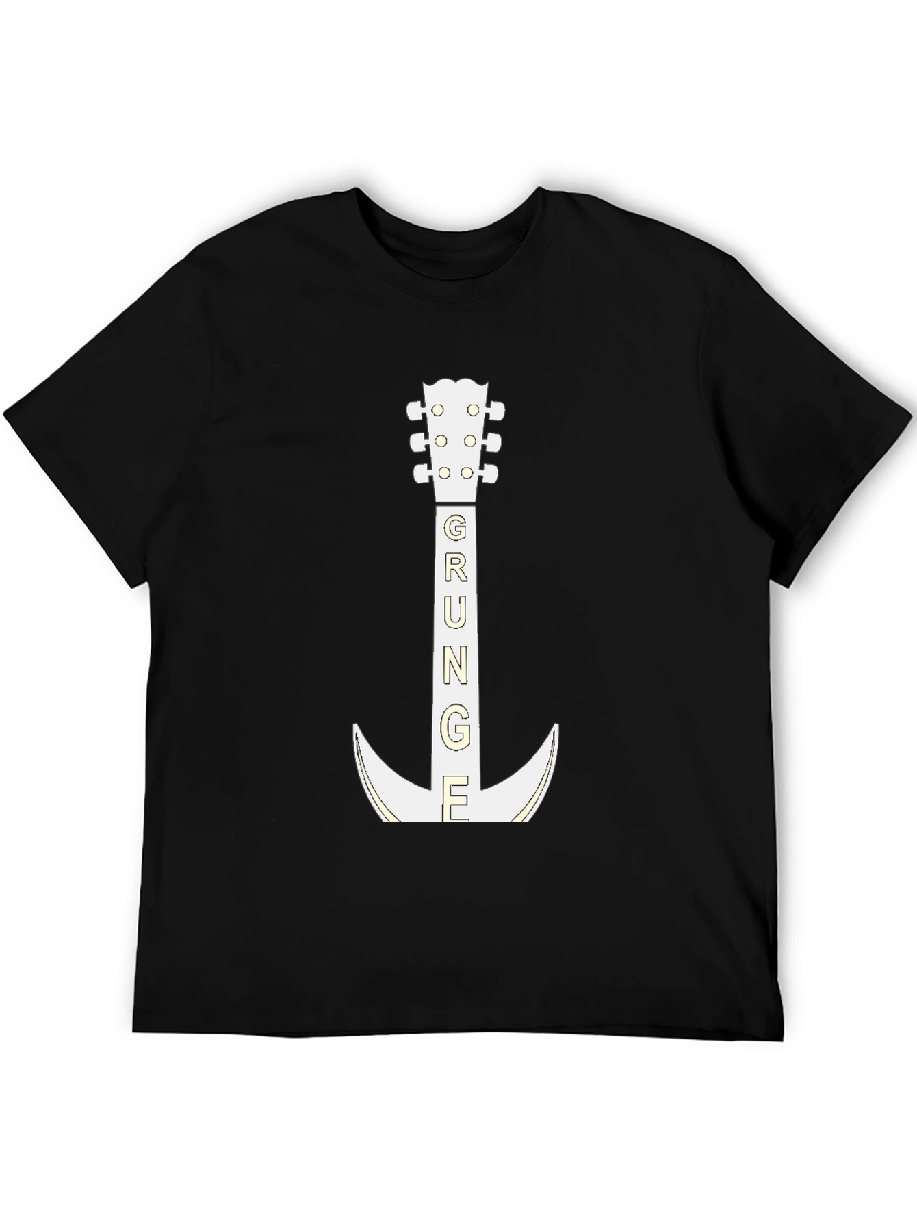 Grunge Guitar T-Shirt - Black Cotton Tee