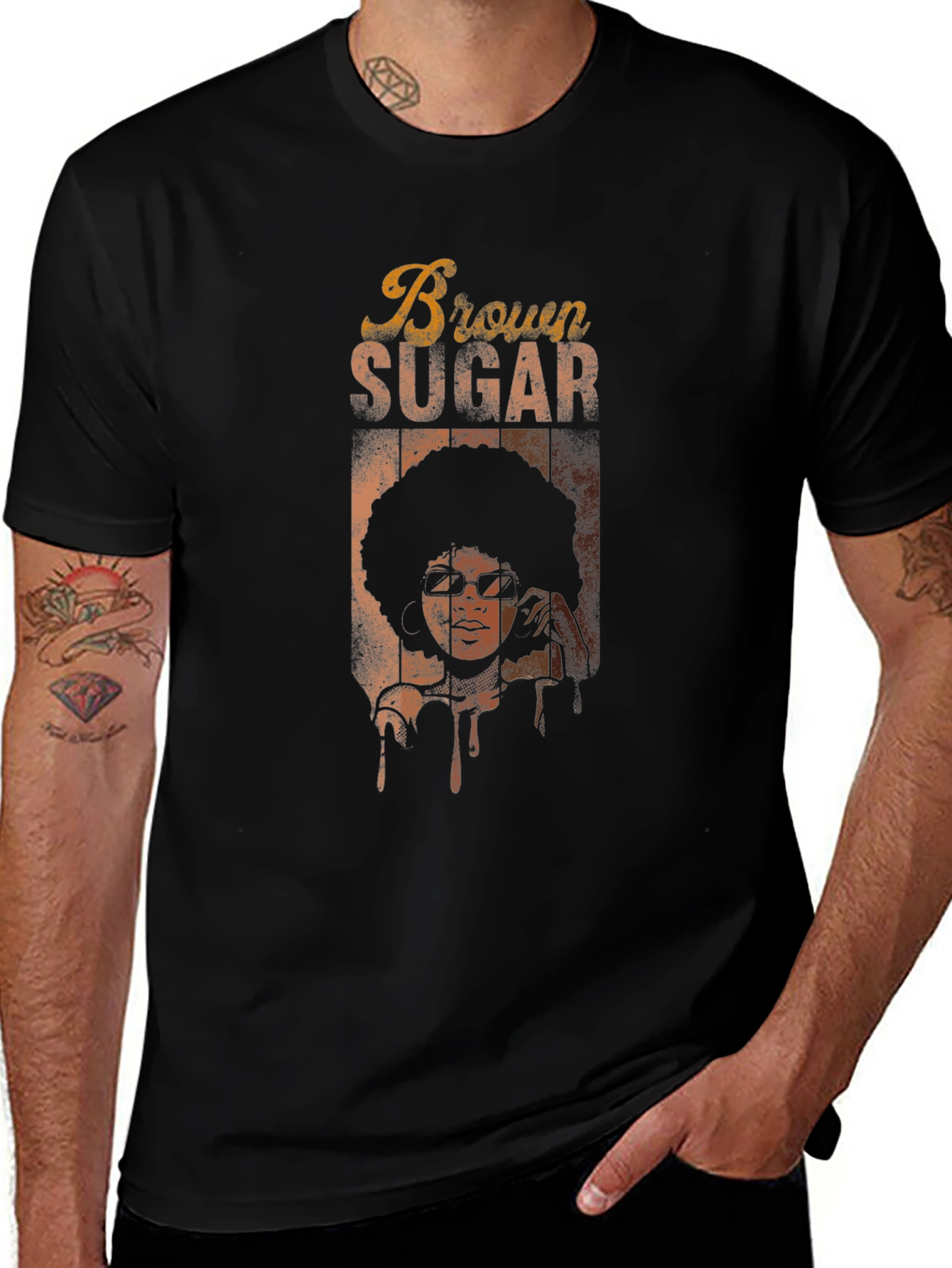 Retro Brown Sugar Graphic Tee - Unisex Black T-Shirt