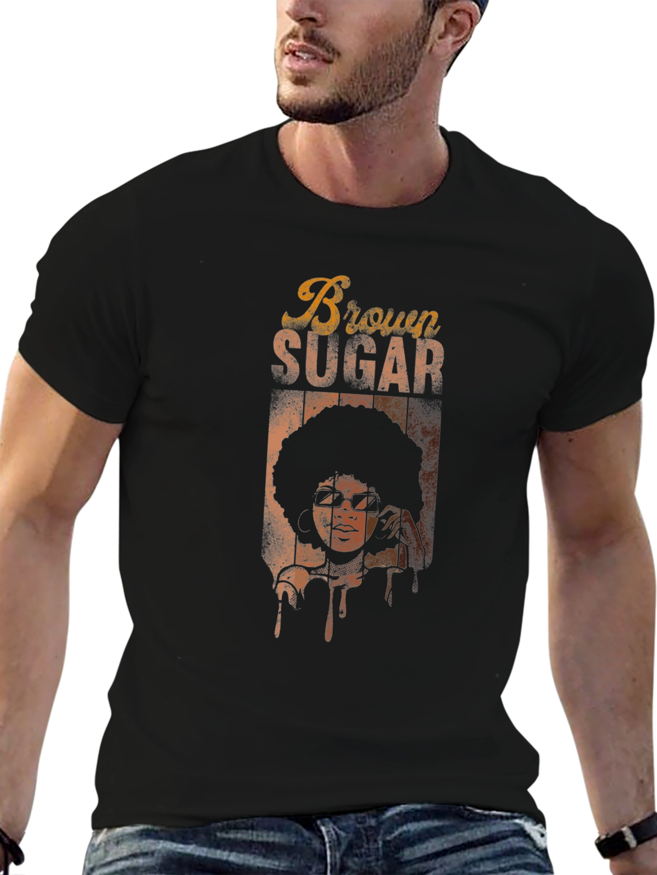 Retro Brown Sugar Graphic Tee - Unisex Black T-Shirt