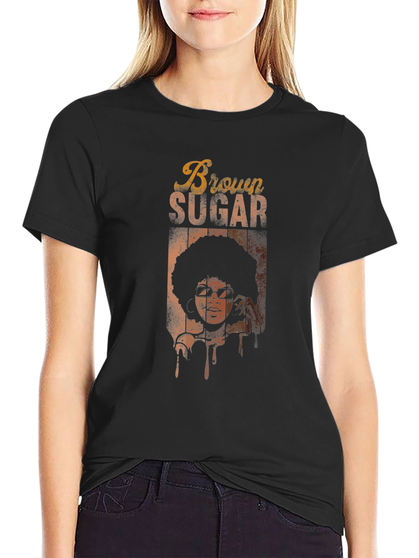 Retro Brown Sugar Graphic Tee - Unisex Black T-Shirt