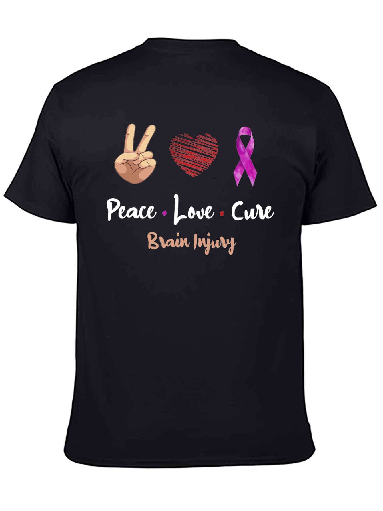 Peace Love Cure Brain Injury Awareness T-Shirt