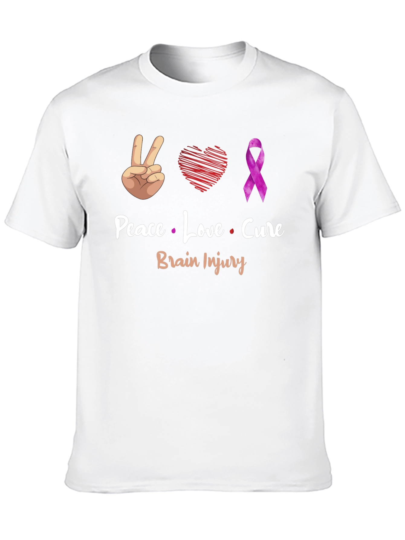 Peace Love Cure Brain Injury Awareness T-Shirt