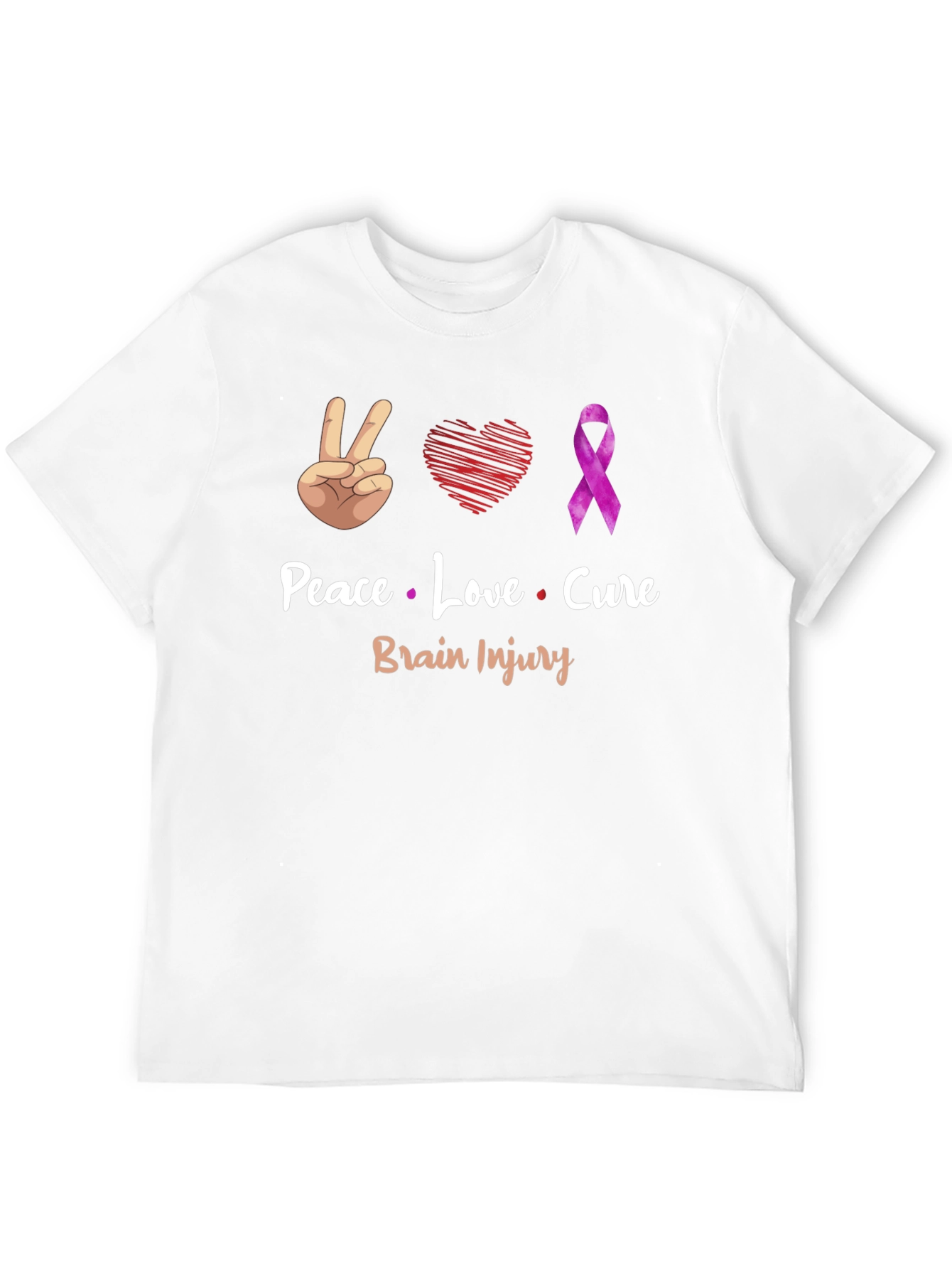 Peace Love Cure Brain Injury Awareness T-Shirt